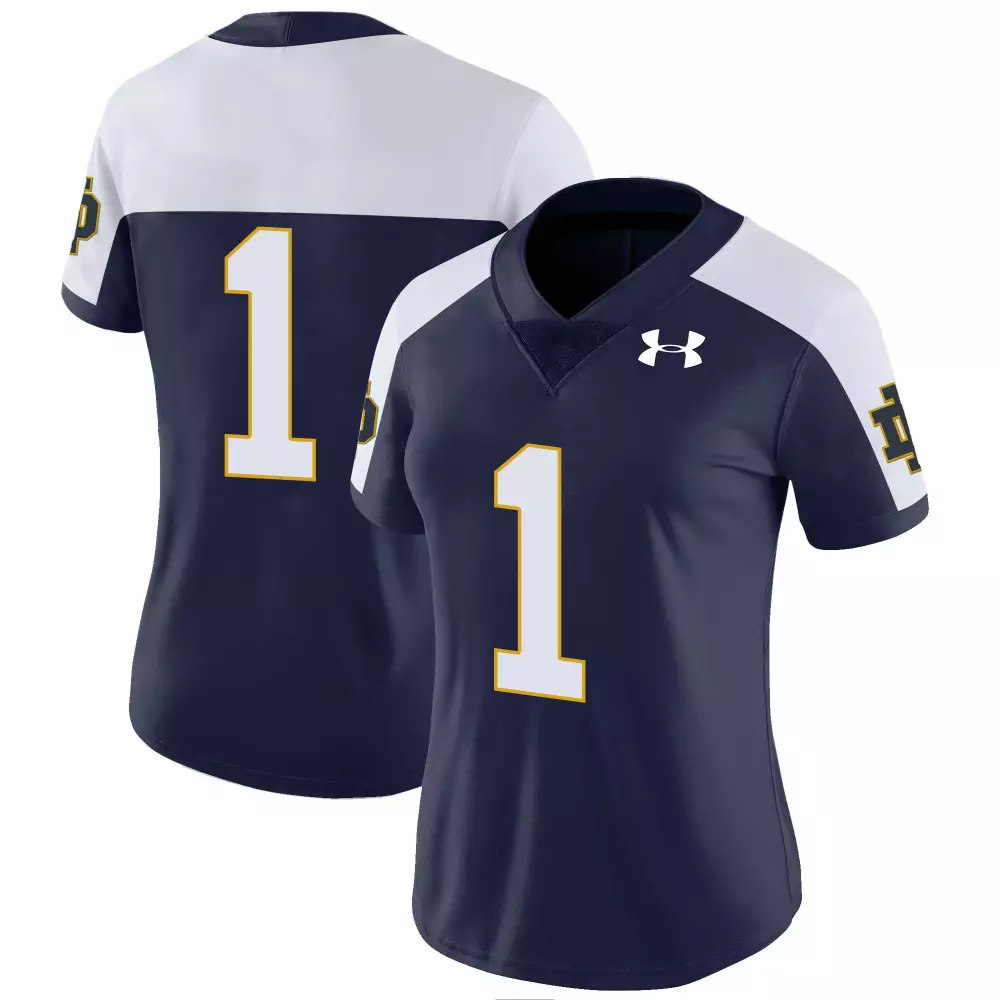 under armour notre dame fighting irish 1 navy all stitched vapor jersey 2023 men s