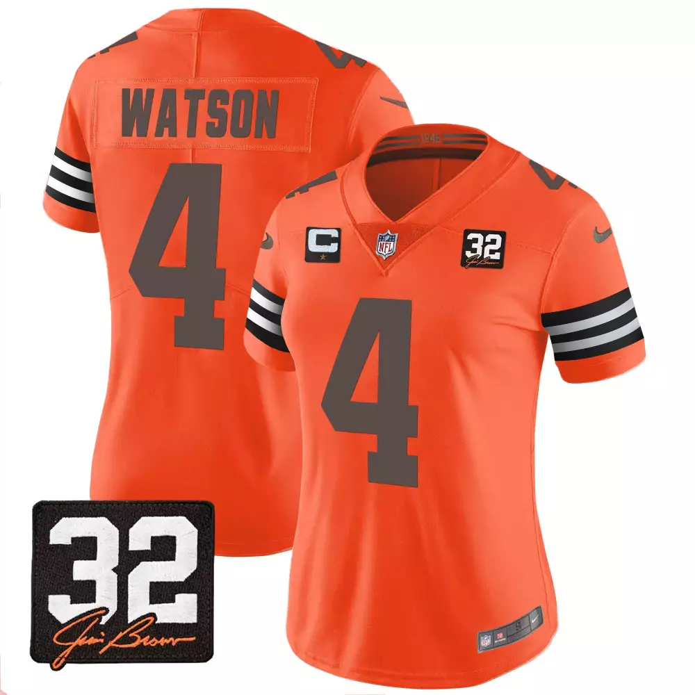 Watson 4 Cleveland Browns 2025 White Stitched Vapor Jersey | Home Patch Edition | For Men, Women & Youth