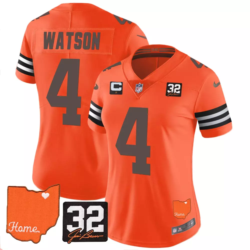 Watson 4 Cleveland Browns 2025 White Stitched Vapor Jersey | Home Patch Edition | For Men, Women & Youth