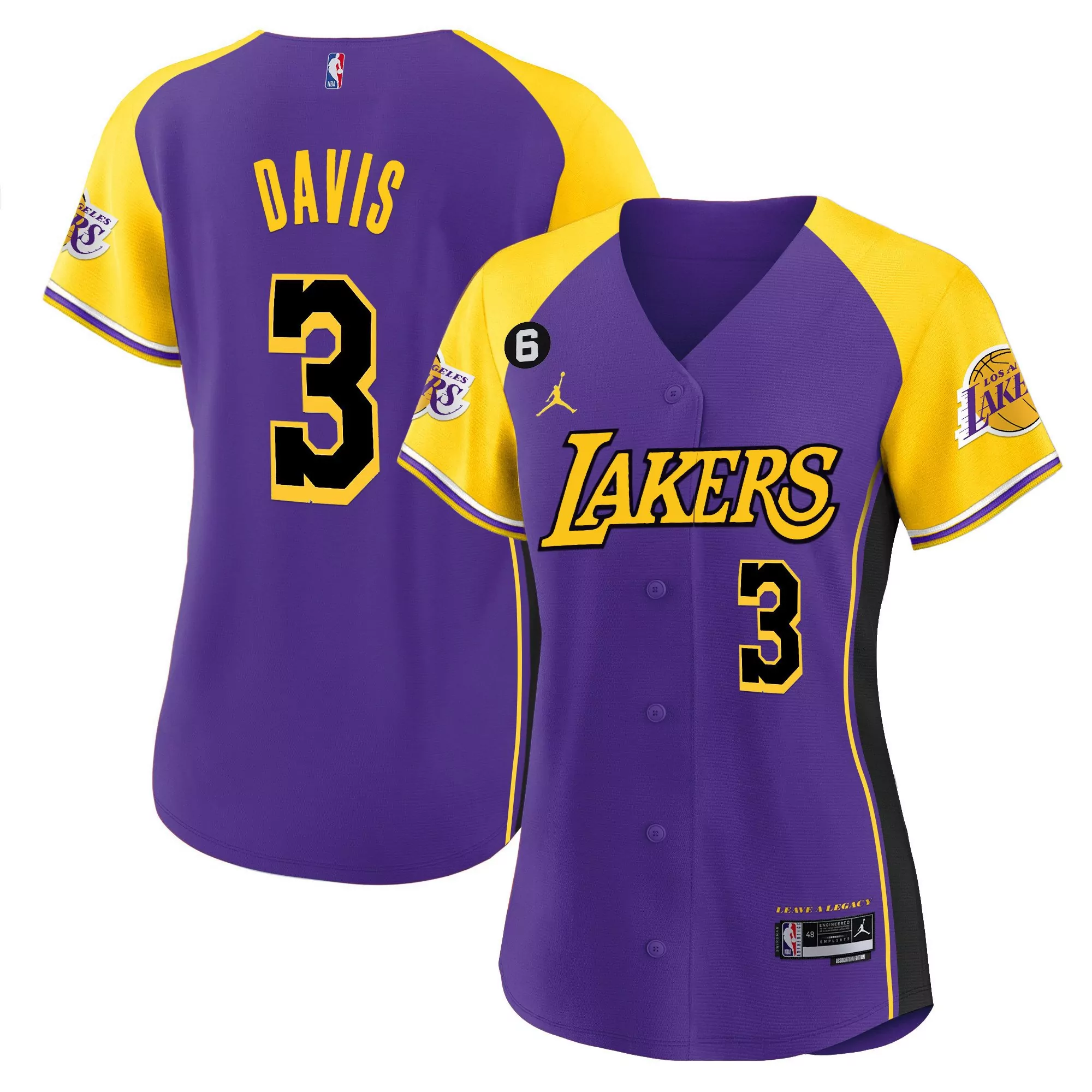 women s purple los angeles lakers jersey davis 3 all stitched vapor design