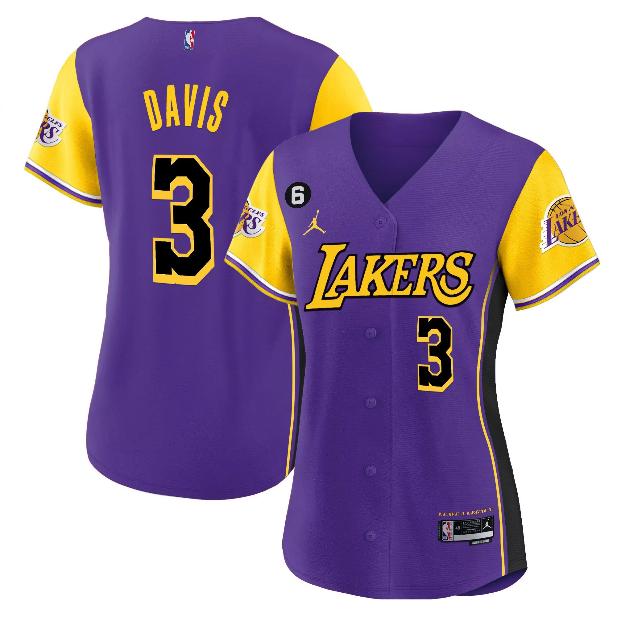 women s purple los angeles lakers jersey davis 3 all stitched vapor design