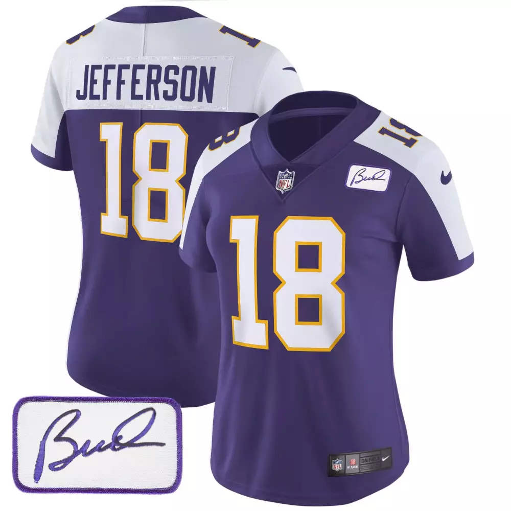women s minnesota vikings justin jefferson 18 purple limited jersey with patch