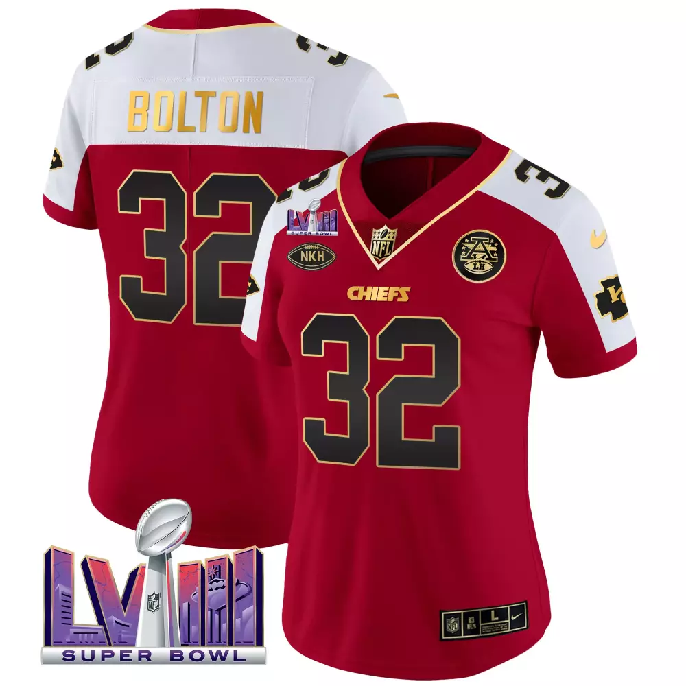 Women's Kansas City Chiefs Nick Bolton 32 Super Bowl LVIII All Stitched Vapor Jersey | For Women