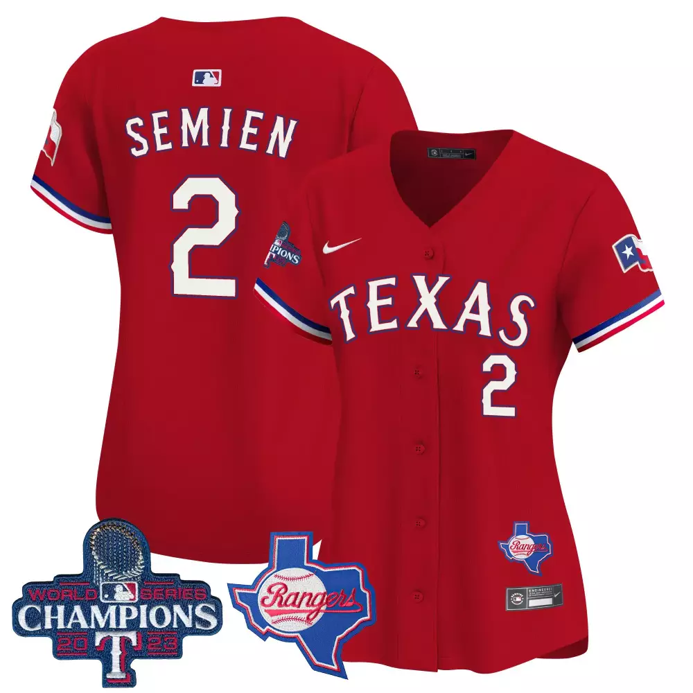 Women's Red Semien 2 Texas Rangers 2023 World Series Champions All Stitched Vapor Jersey | Gift Idea for Fans | For Men, Women & Youth