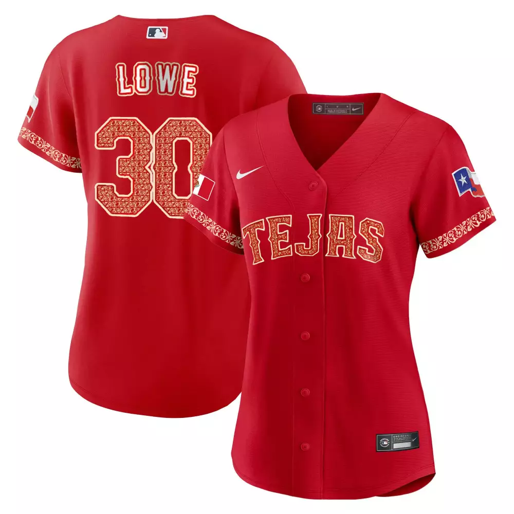 Women's Red Texas Rangers Jersey Lowe 30 All Stitched Vapor 2023 | Fan Gear | For Women