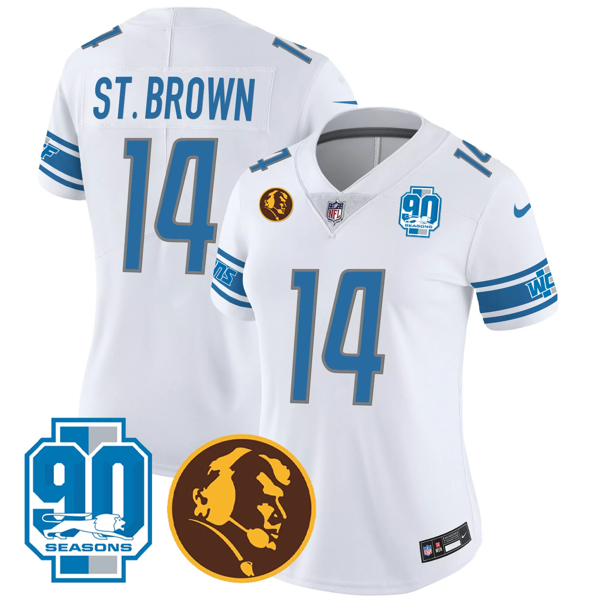 women s white amon ra st brown detroit lions 90th season all stitched vapor jersey