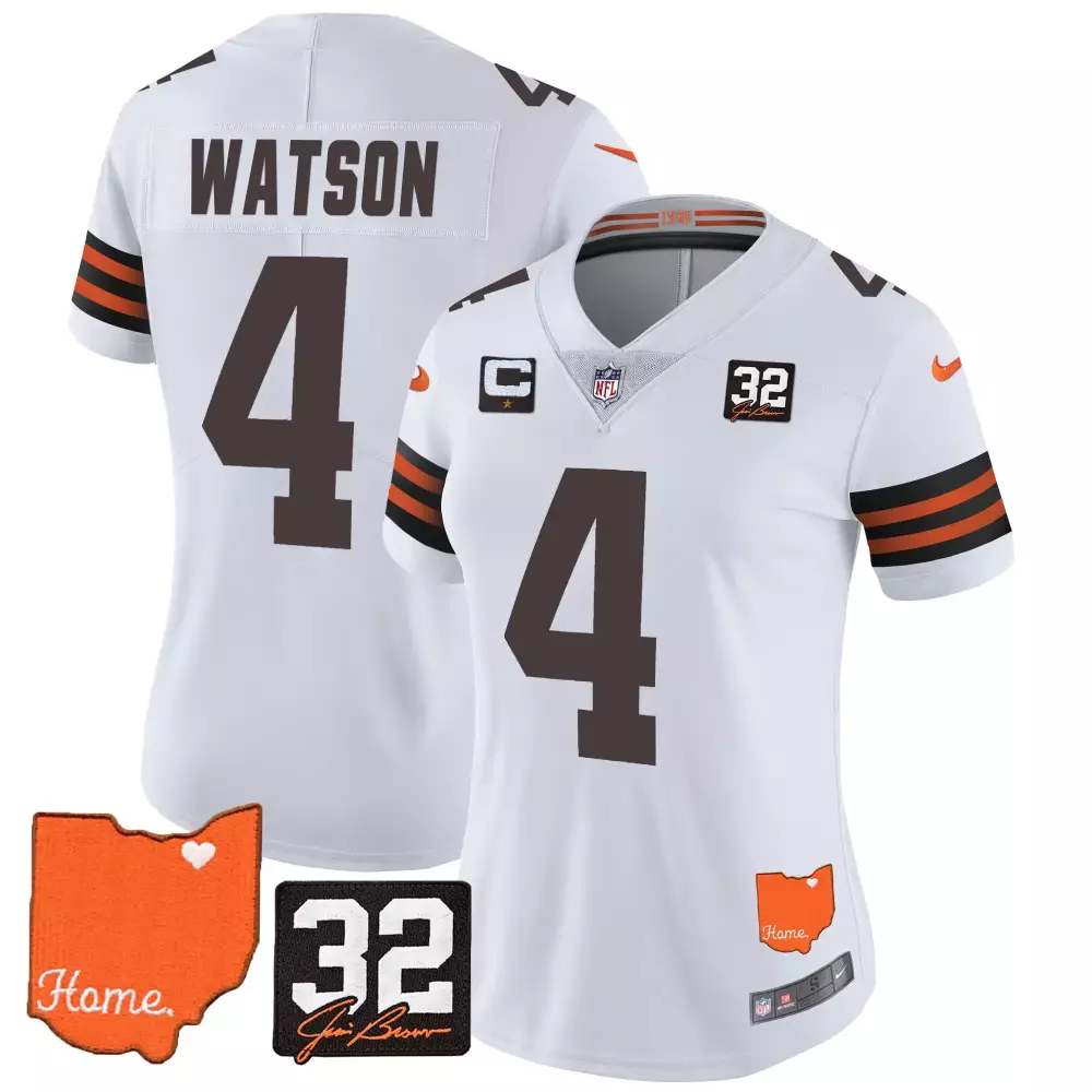 Deshaun Watson 4 Women's Brown Jersey | 2023 Cleveland Browns Home Patch | All Stitched | For Men, Women & Youth