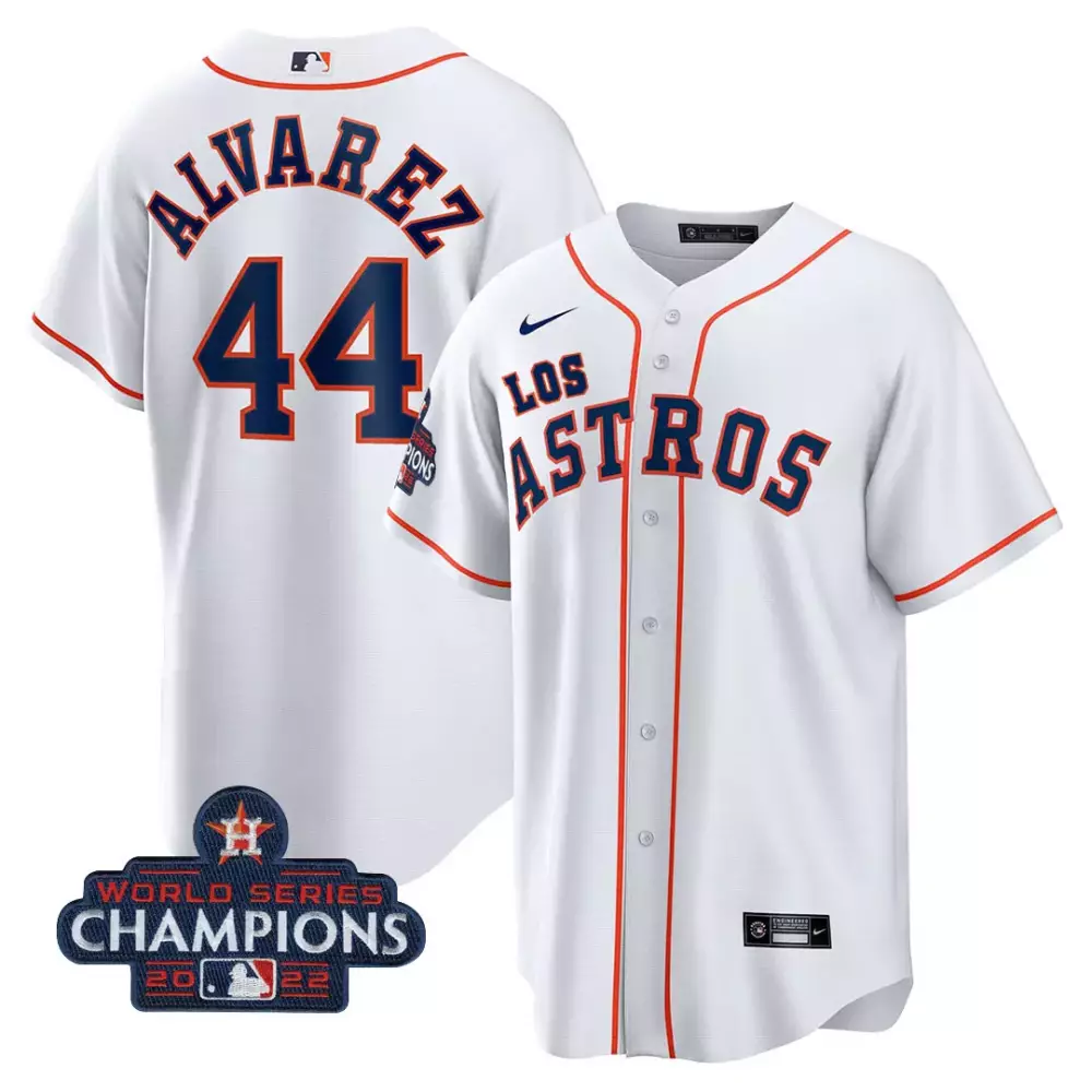 yordan alvarez 44 los astros 2022 men s white all stitched vapor jersey world series champions