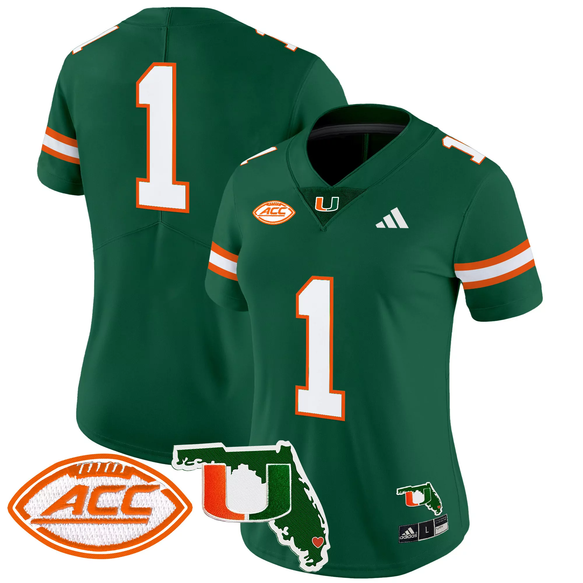 1 women s miami hurricanes 2025 vapor limited all stitched jersey orange acc patch