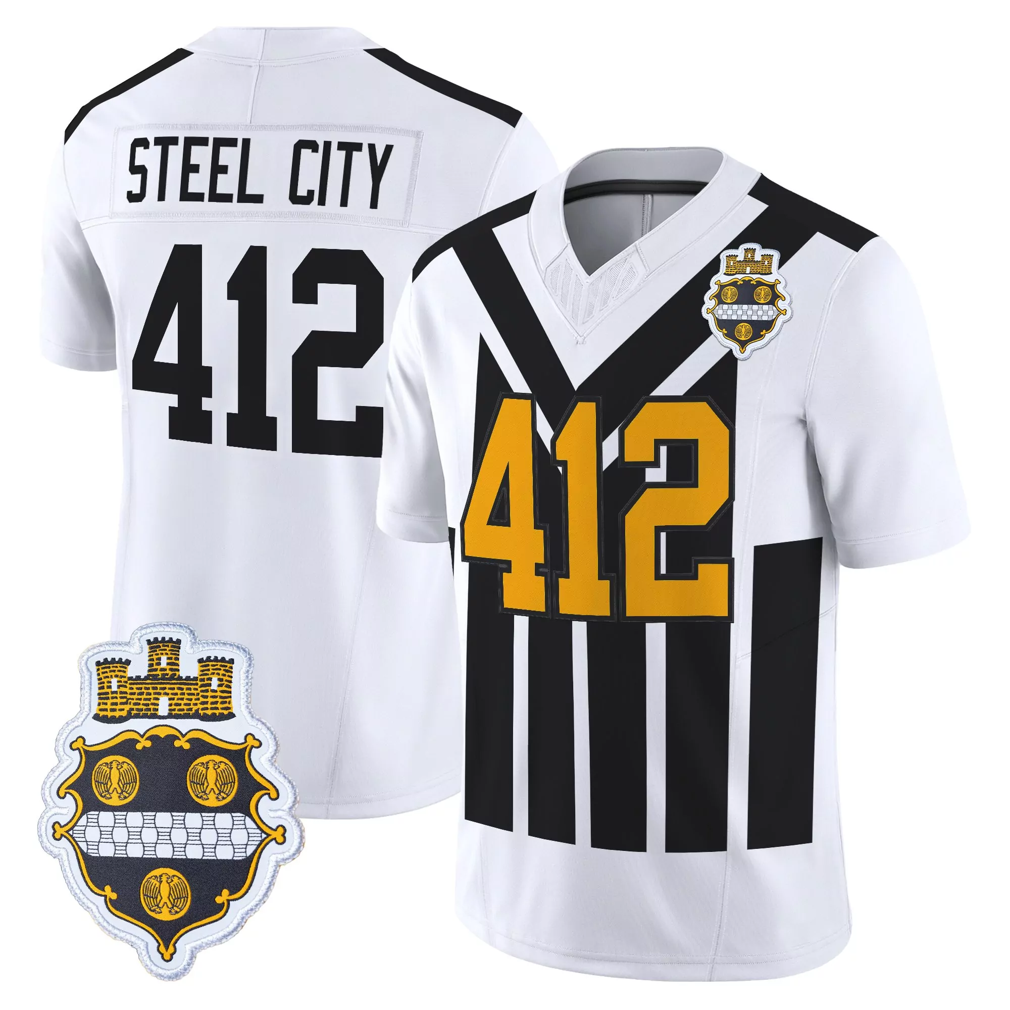 412 Steel City Men'S Stitched Vapor Jersey Pittsburgh Steelers 1933 Patch Yellow