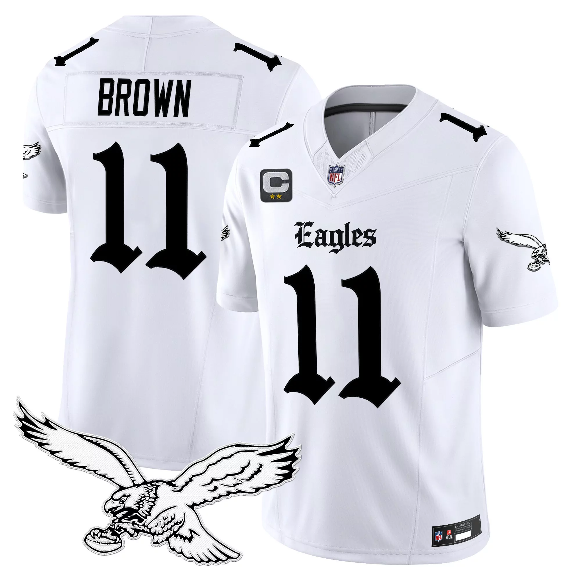 A J Brown 11 Men'S Black Stitched Jersey Philadelphia Eagles 2023 Gothic Edition