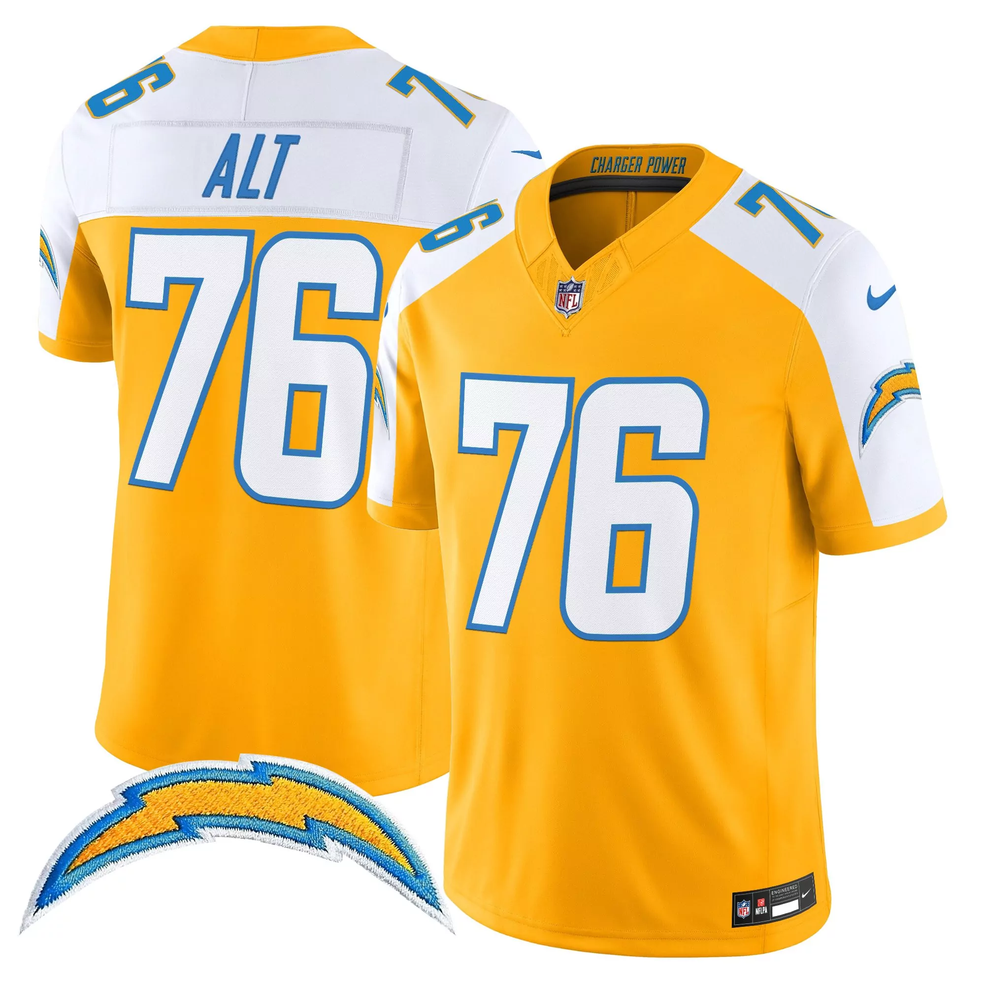 Alt 76 Men'S Stitched Vapor Jersey Los Angeles Chargers Navy 2025 Name Patch