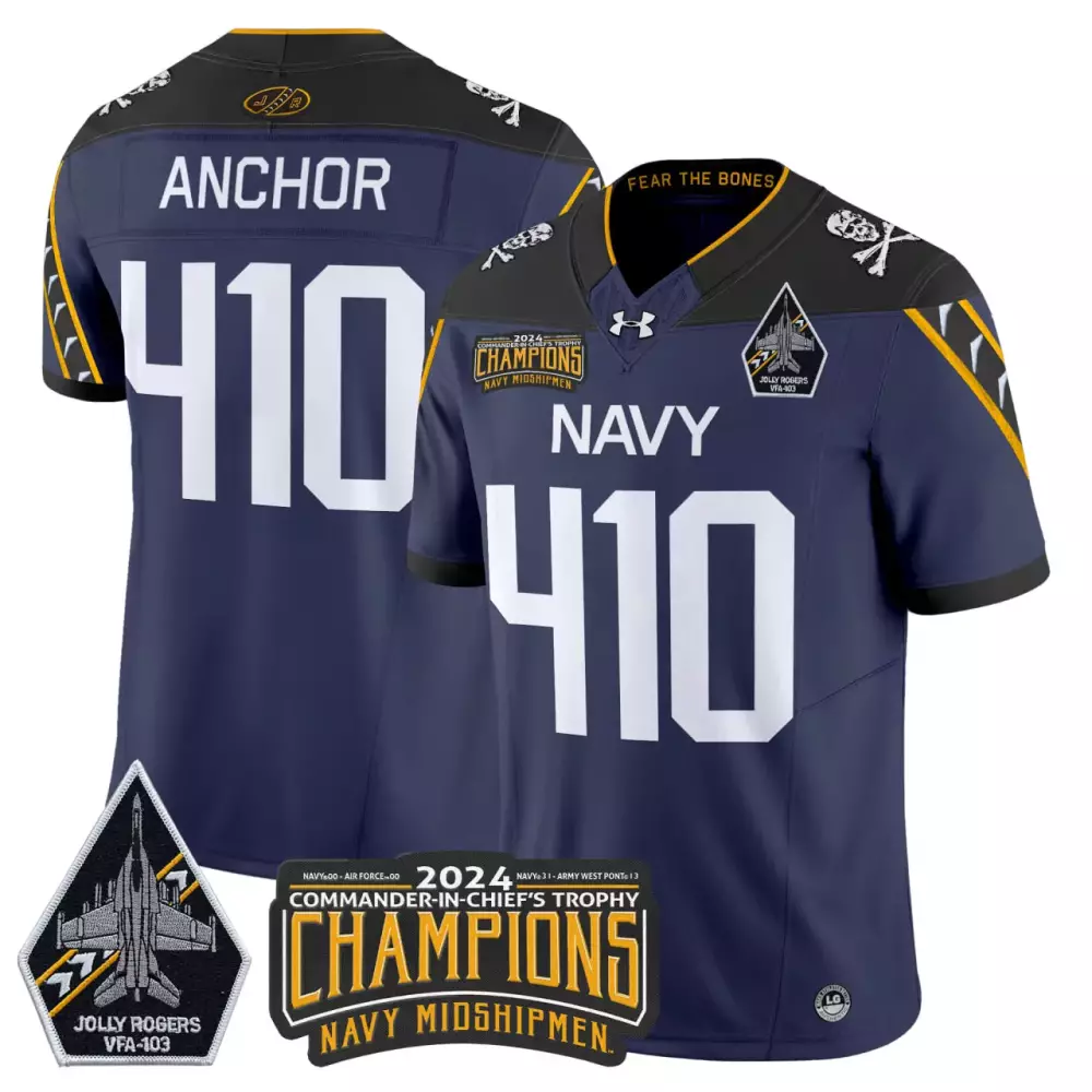 Anchor 410 Men'S Stitched Jersey Navy 2024 Champions Patch Navy Midshipmen