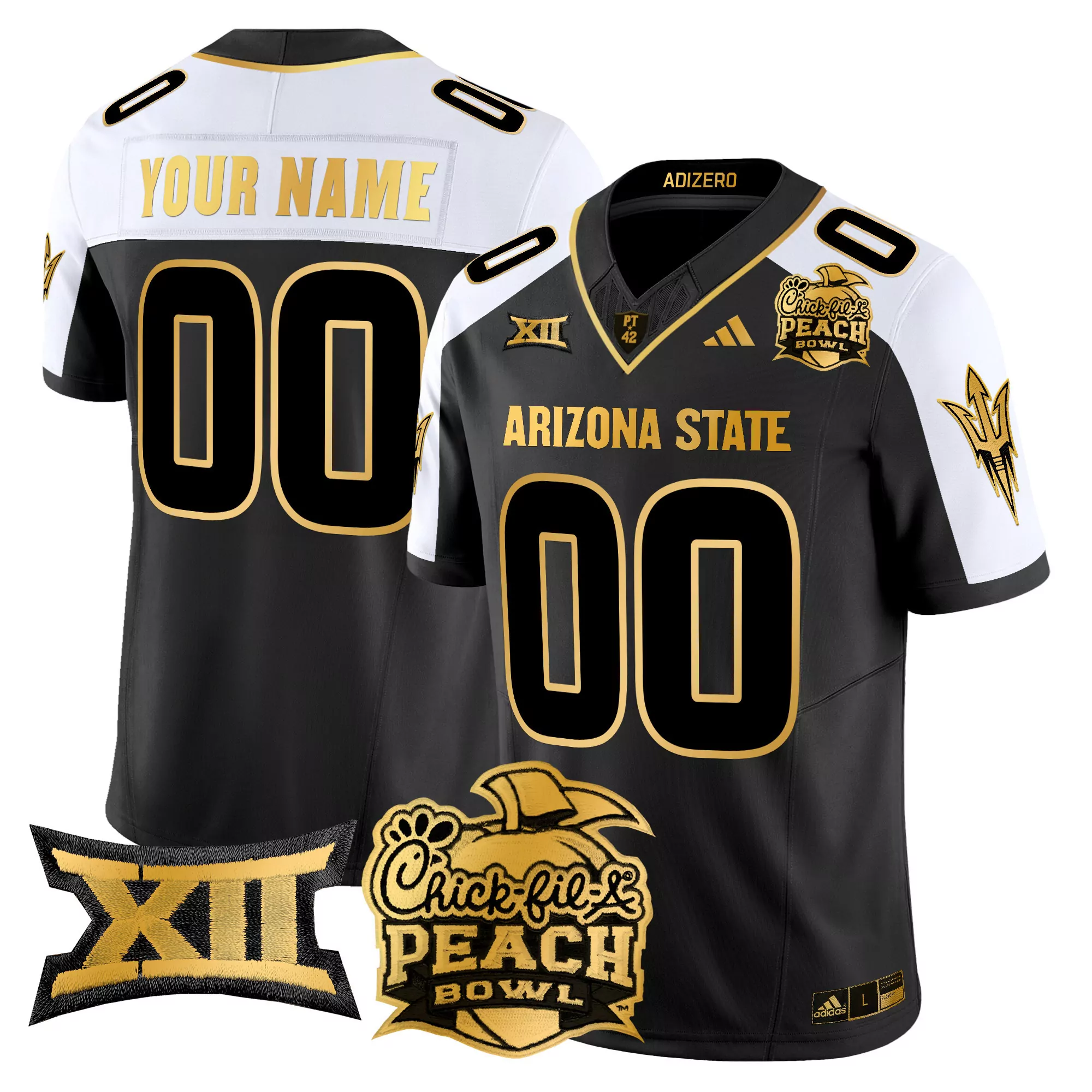 Arizona State Sun Devils Black Stitched Jersey Men 2025 Peach Bowl Name Patch
