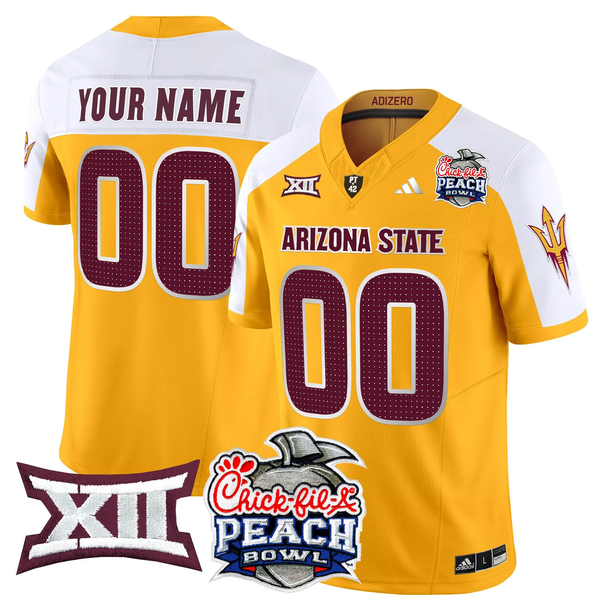 Arizona State Sun Devils Gold All Stitched Jersey Women 2025 Peach Bowl Name Patch