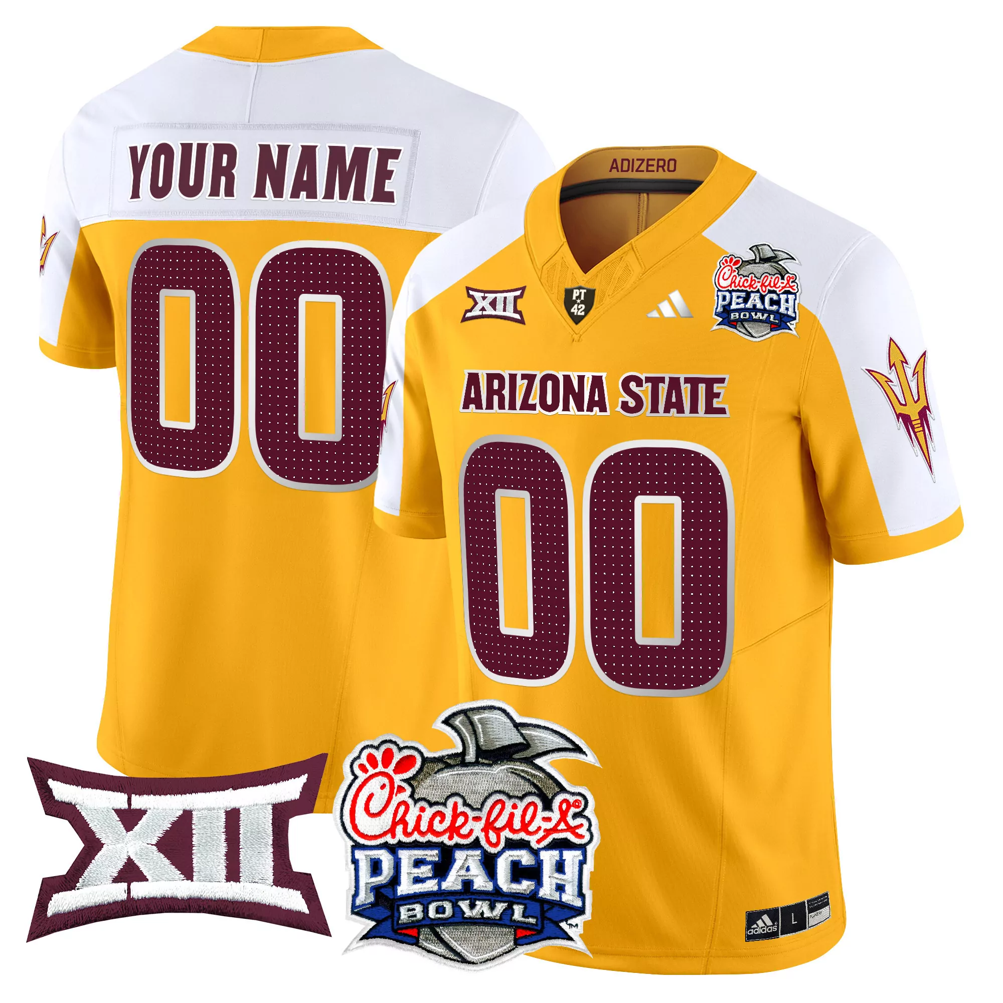 Arizona State Sun Devils Gold All Stitched Jersey Women 2025 Peach Bowl Name Patch