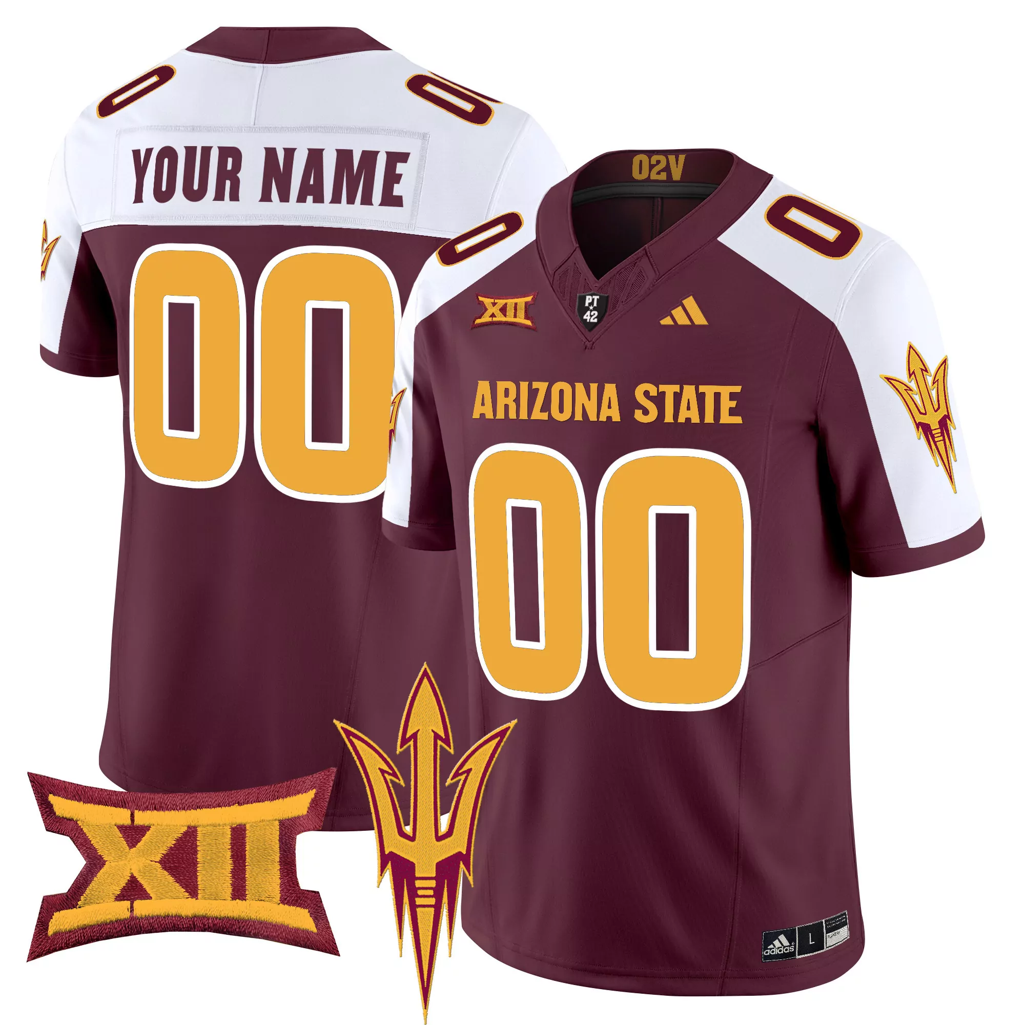 Arizona State Sun Devils Maroon Stitched Jersey Name Patch 2024 Trump 47 Men'S Style 1
