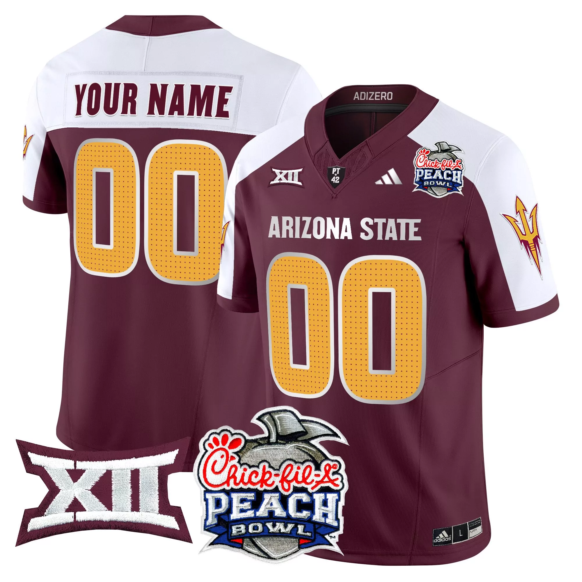 Arizona State Sun Devils Maroon Stitched Jersey Name Patch 2024 Trump 47 Men'S Style 1