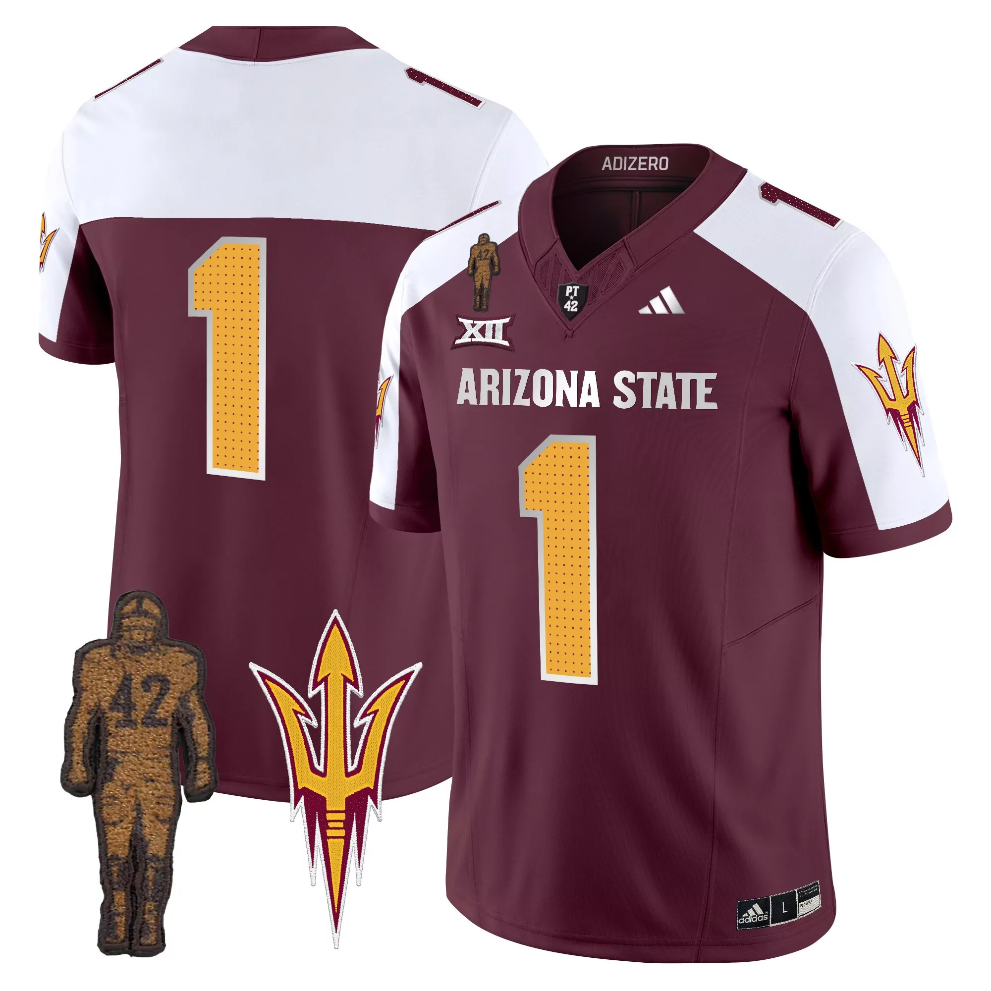 Arizona State Sun Devils Men'S Gold 2024 Stitched Name Patch Jersey Style 1