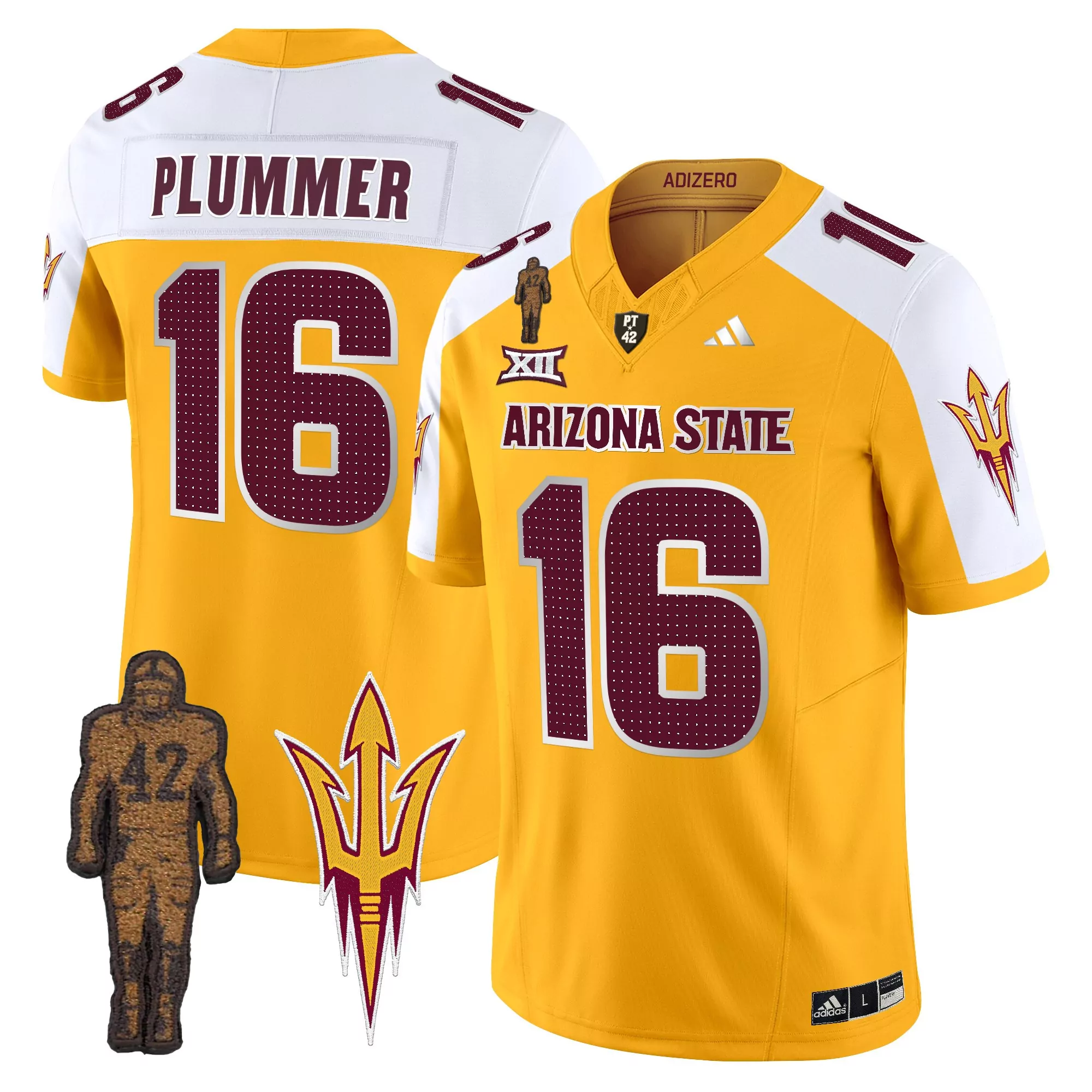 Arizona State Sun Devils Men'S Gold Stitched Jersey Name Patch 2024 Trump 47