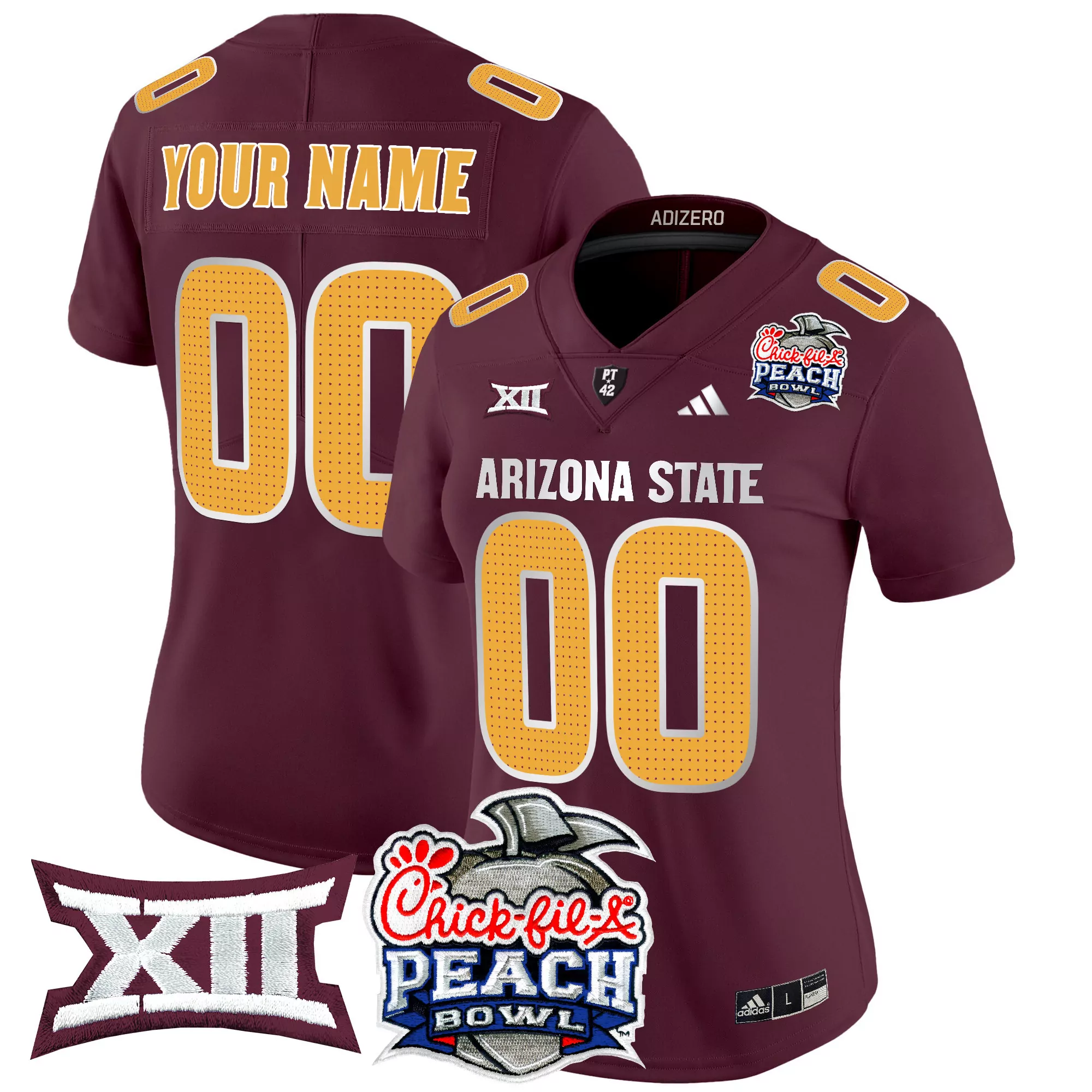 Arizona State Sun Devils White Stitched Jersey With Xii Patch 2025 Your Name 00 Men'S Style