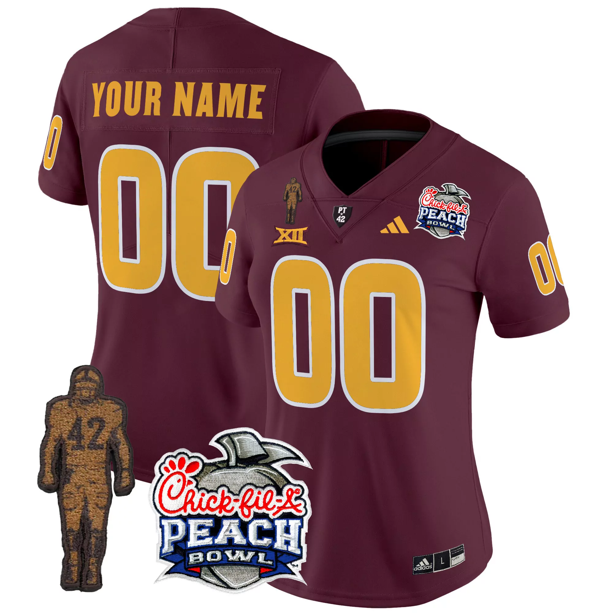 Arizona State Sun Devils White Stitched Jersey With Xii Patch 2025 Your Name 00 Men'S Style