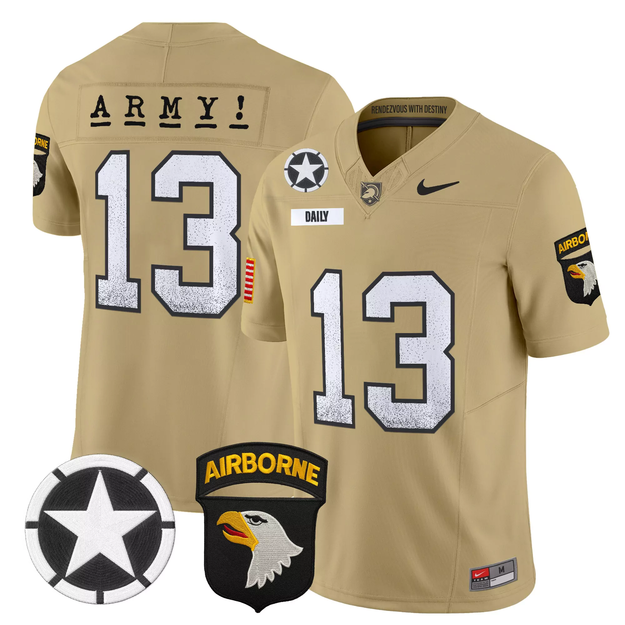 Army 12 Men'S Stitched Jersey With Name Patch Gold 2025