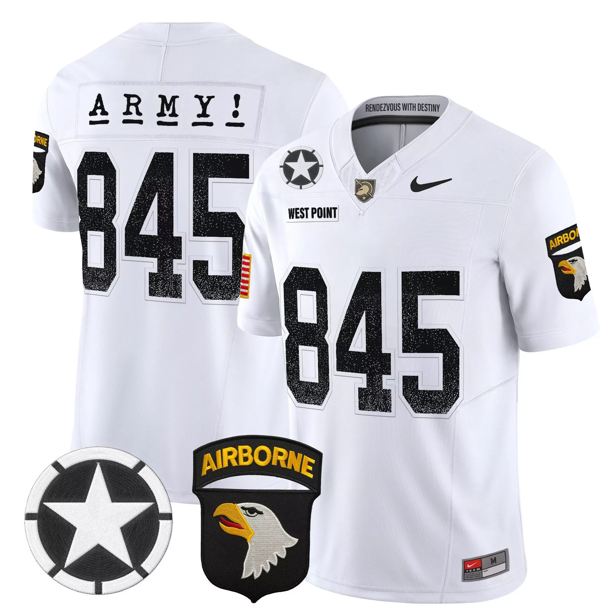 Army 13 Stitched Men'S Black Jersey With Name Patch 2024 Airborne Division