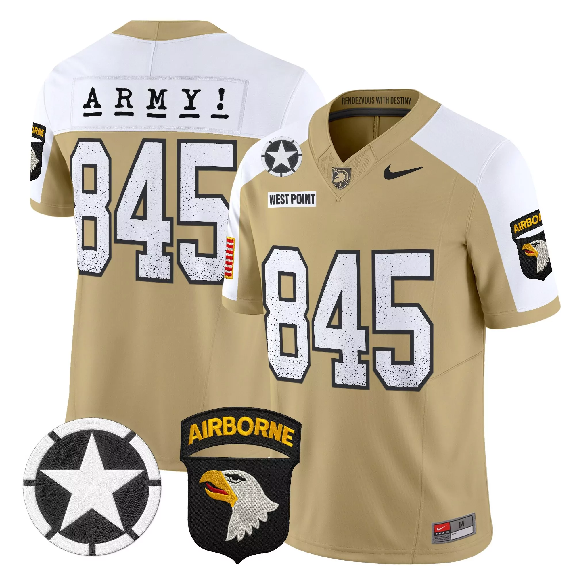 Army 13 Stitched Men'S Black Jersey With Name Patch 2024 Airborne Division