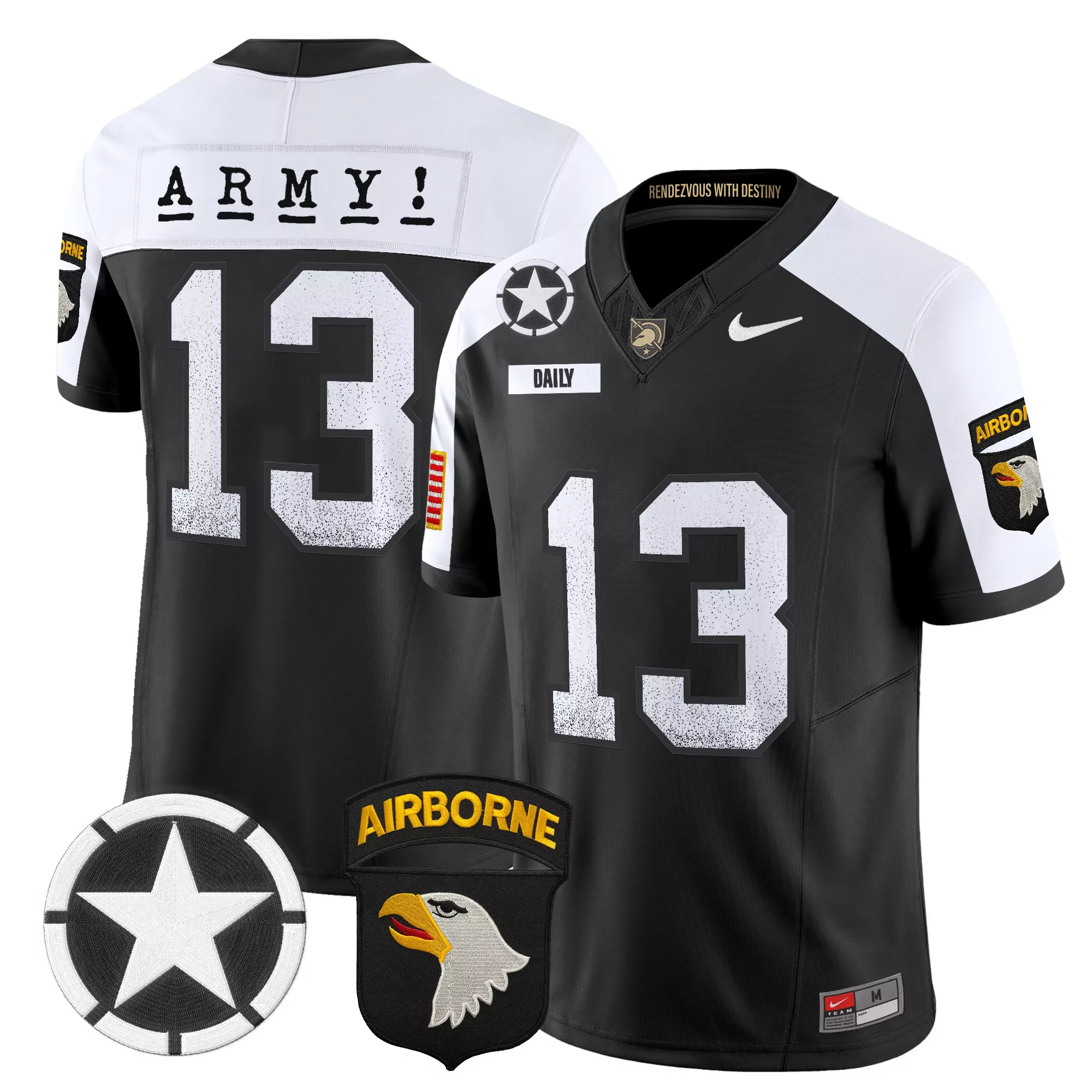 Army Airborne 00 Men'S Stitched Jersey Gold With Name Patch 2025