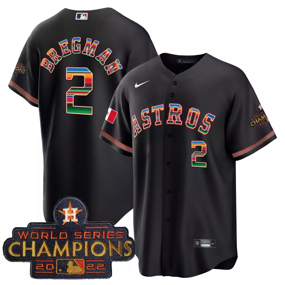 Bregman 2 Astros Youth Stitched Jersey | Black Name Patch | 2022 World Series Champions | For Men, Women & Youth