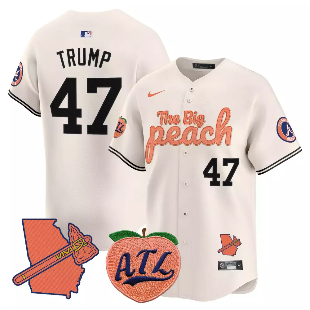 Trump 47 Atlanta Braves 2023 Stitched Jersey | The Big Peach Black Gold | Limited Edition Fan Gear | For Men, Women & Youth