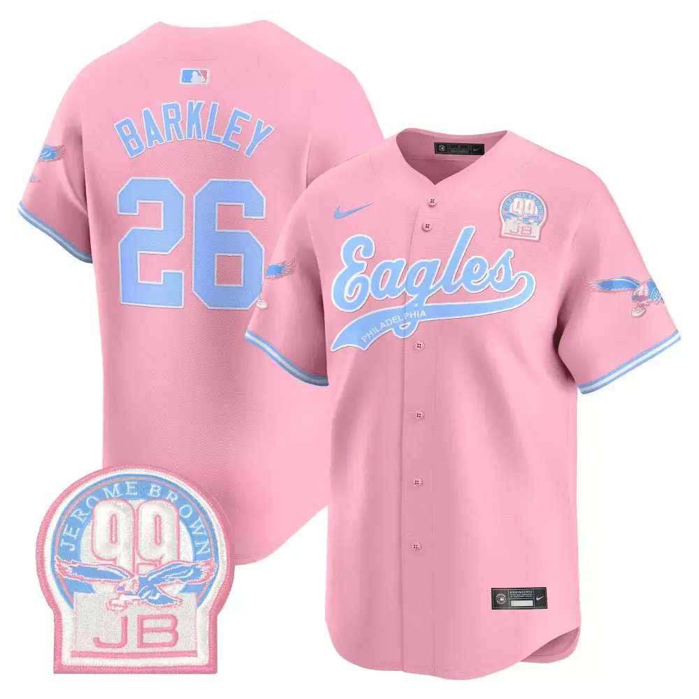 Barkley 26 Men'S Stitched Pink Eagles Jersey With Name Patch 2023 Season
