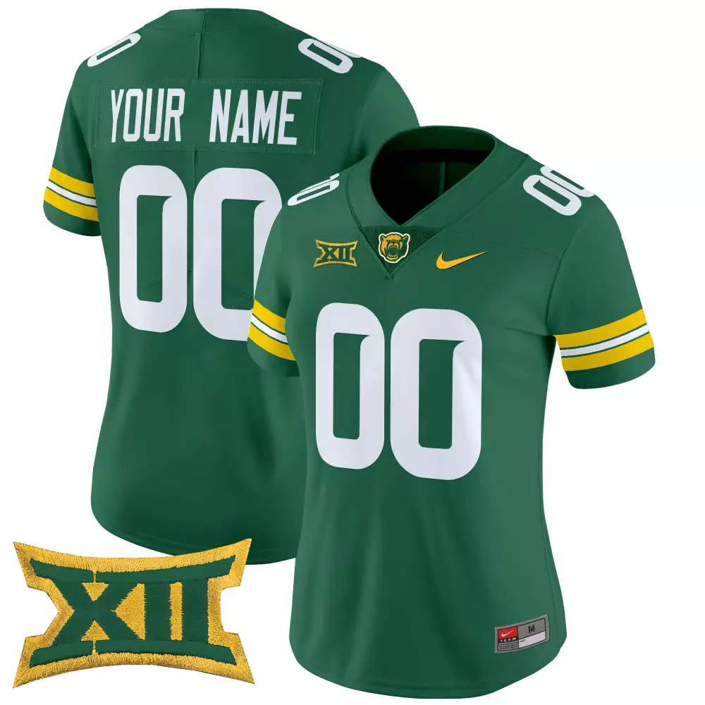 Baylor Bears Women'S Green Stitched Jersey With Name Patch 2025 Xii Patch