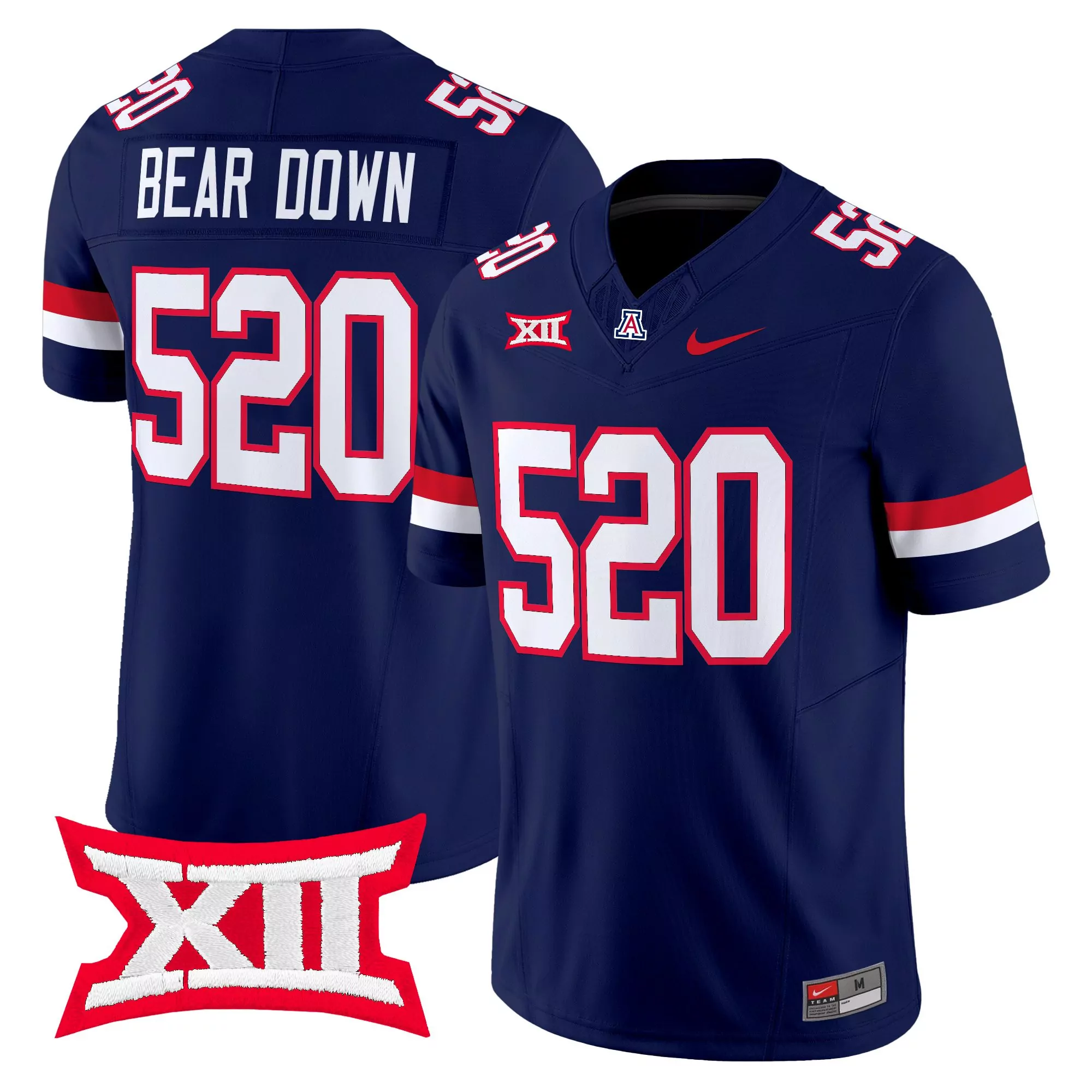 bear down 520 men s white vapor jersey all stitched xii embroidered patch 2025 arizona wildcats