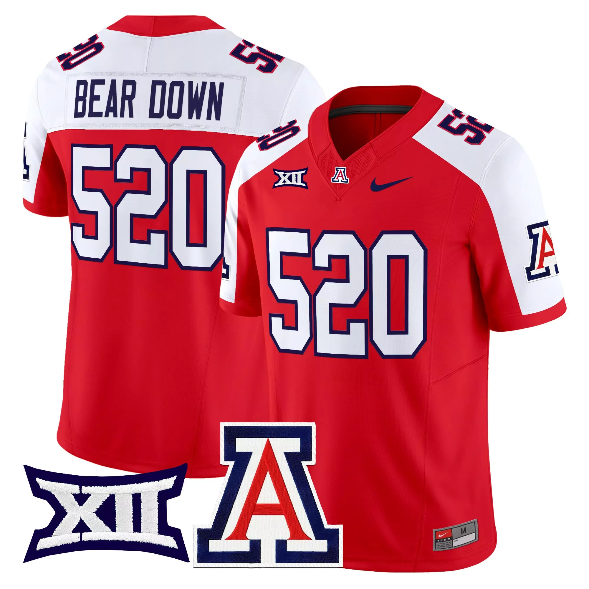 bear down 520 men s white vapor jersey all stitched xii embroidered patch 2025 arizona wildcats