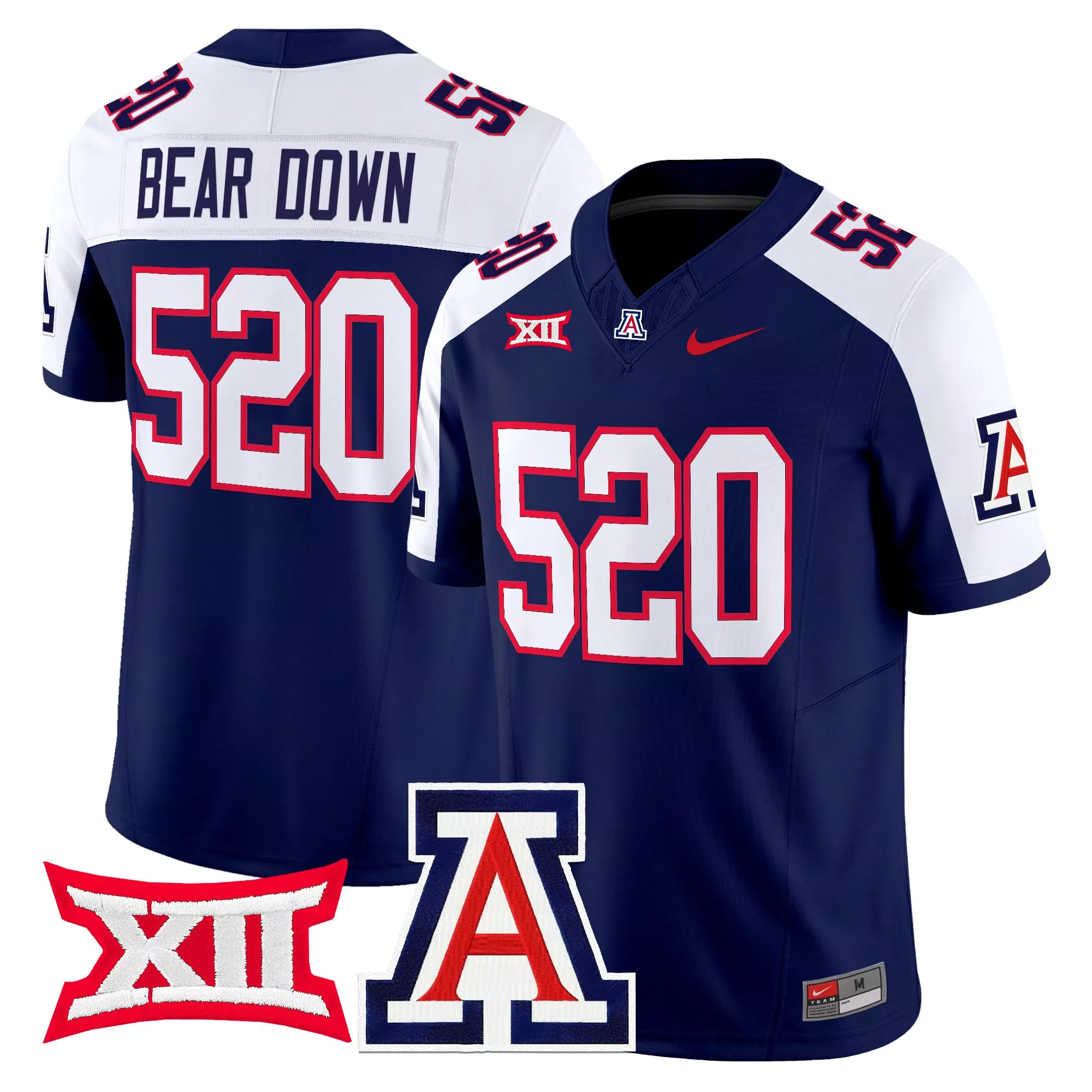bear down 520 men s white vapor jersey all stitched xii embroidered patch 2025 arizona wildcats