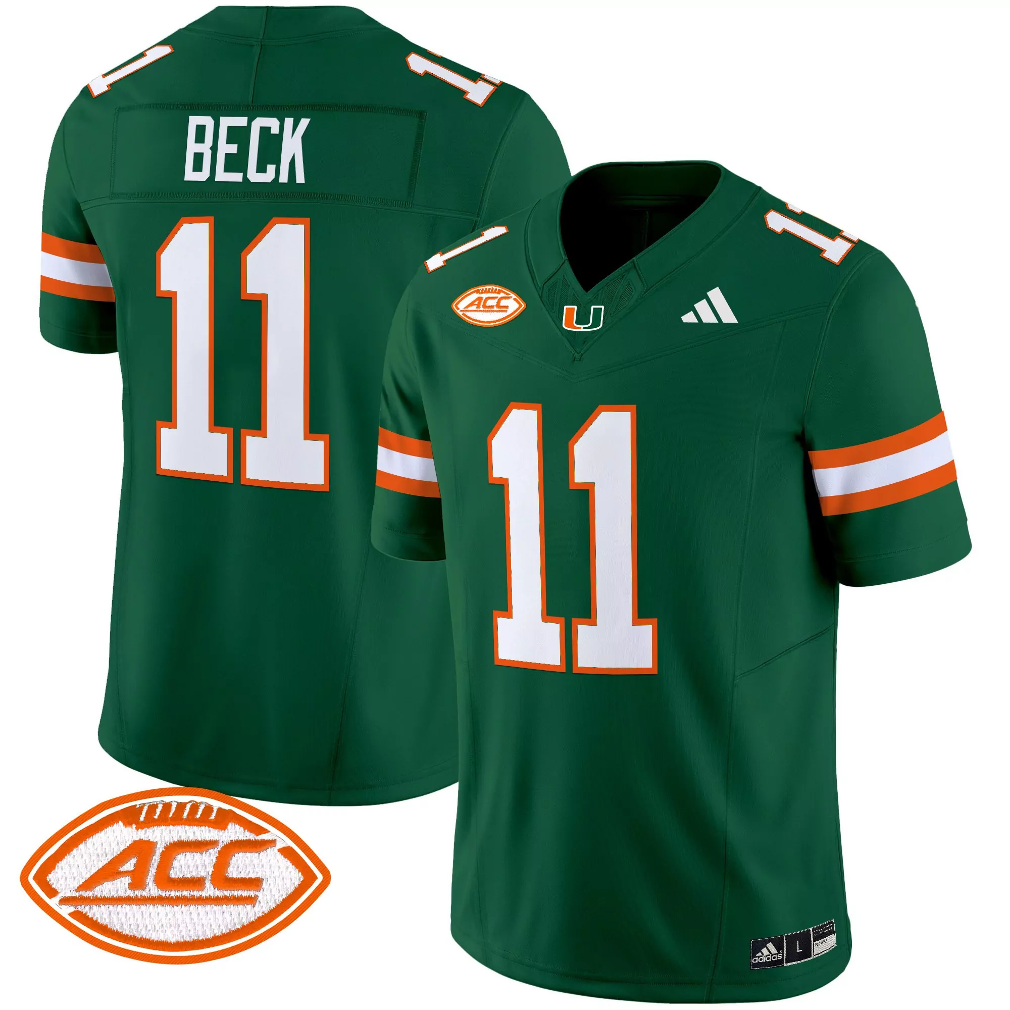 beck 11 men s vapor jersey miami hurricanes orange acc embroidered 2025