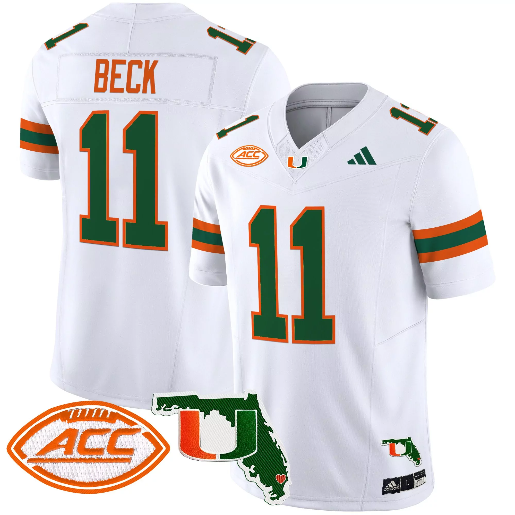 Beck 11 Men'S Stitched Vapor Jersey Miami Hurricanes Orange With Acc Patch 2025 1