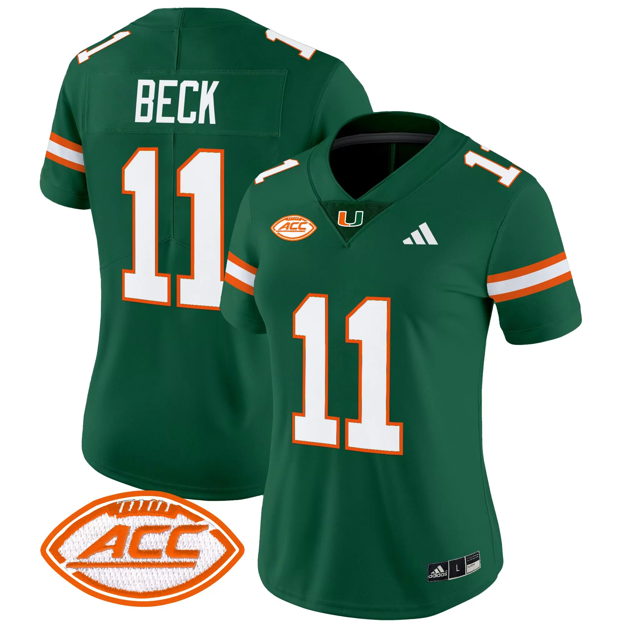 Beck 11 Women'S Miami Hurricanes Green Stitched Jersey With Acc Patch 2025