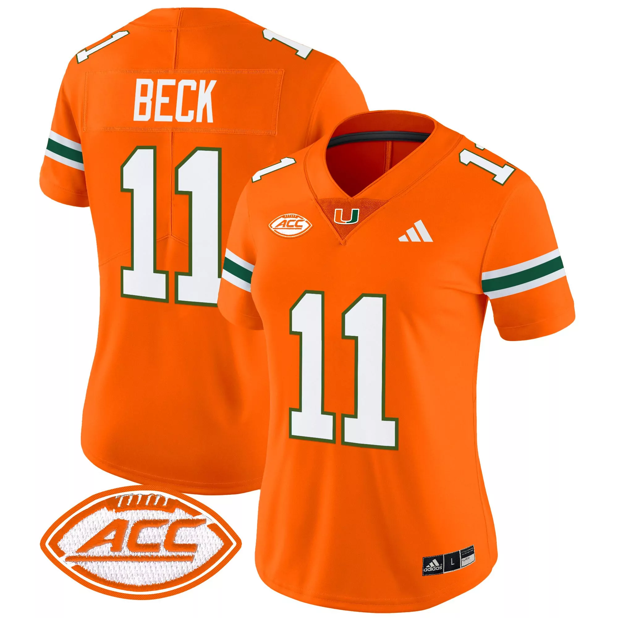 Beck 11 Women'S Miami Hurricanes Green Stitched Jersey With Acc Patch 2025
