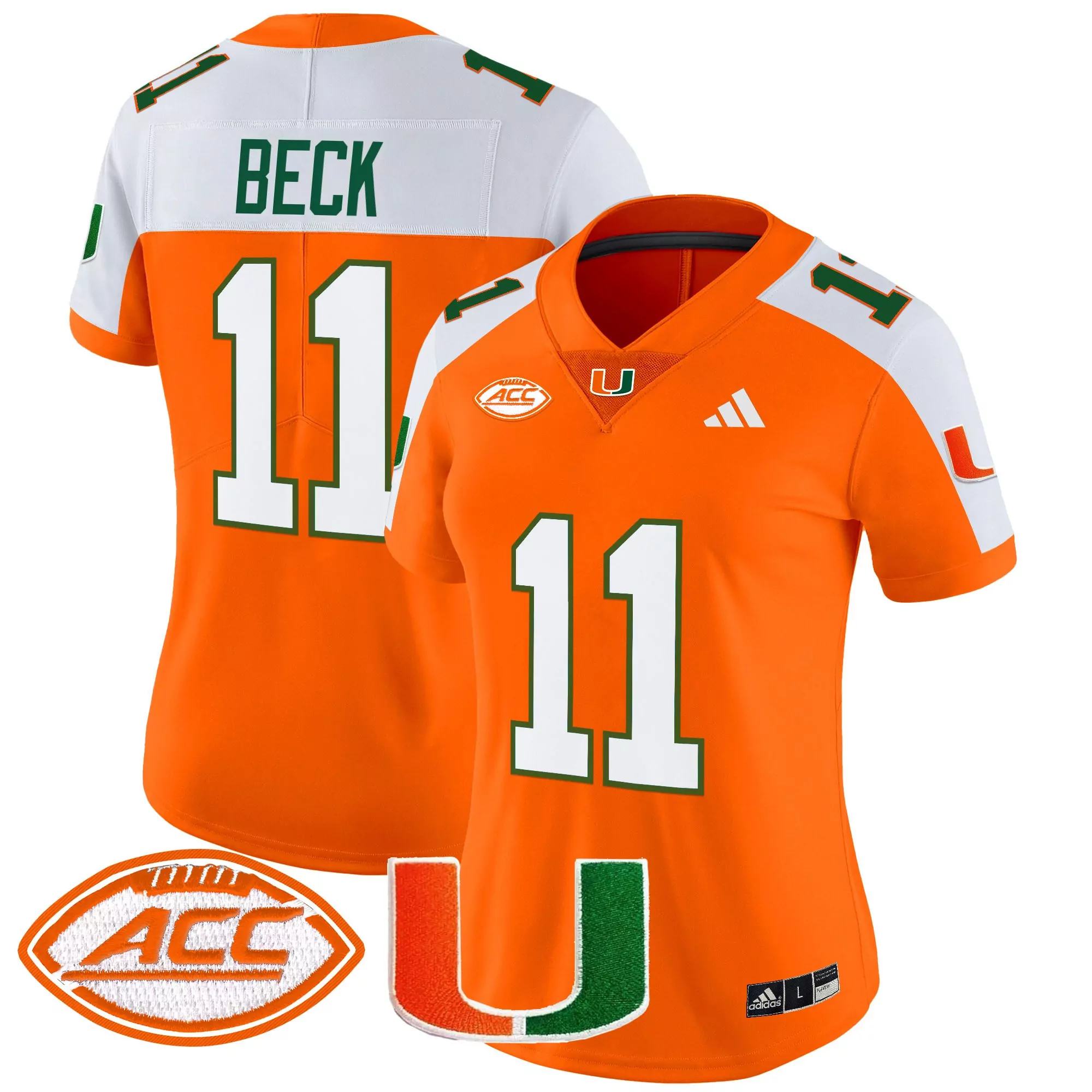 Beck 11 Women'S Stitched Miami Hurricanes White Jersey With Acc Patch 2025