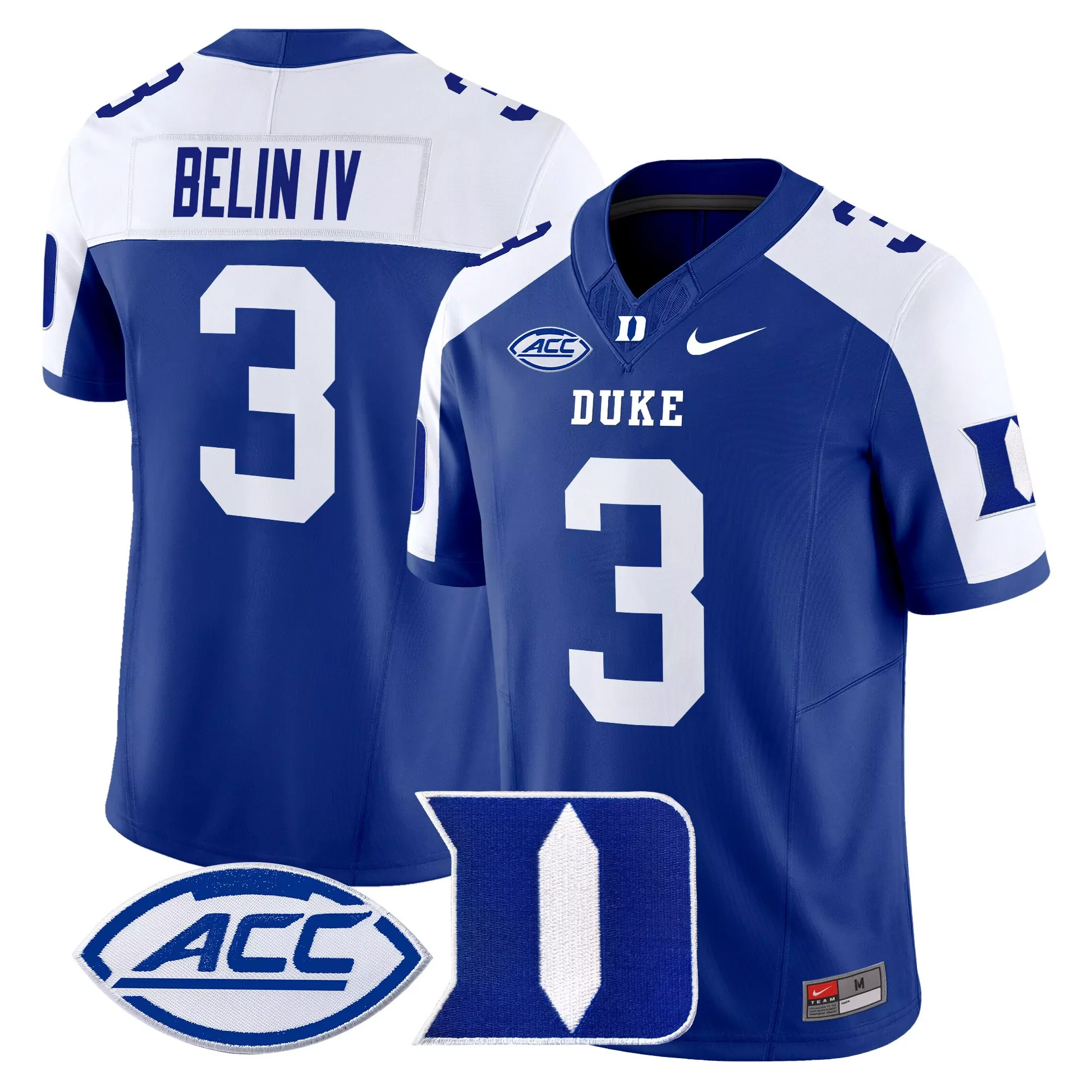 belin iv 3 men s duke blue devils white vapor jersey all stitched acc patch 2025