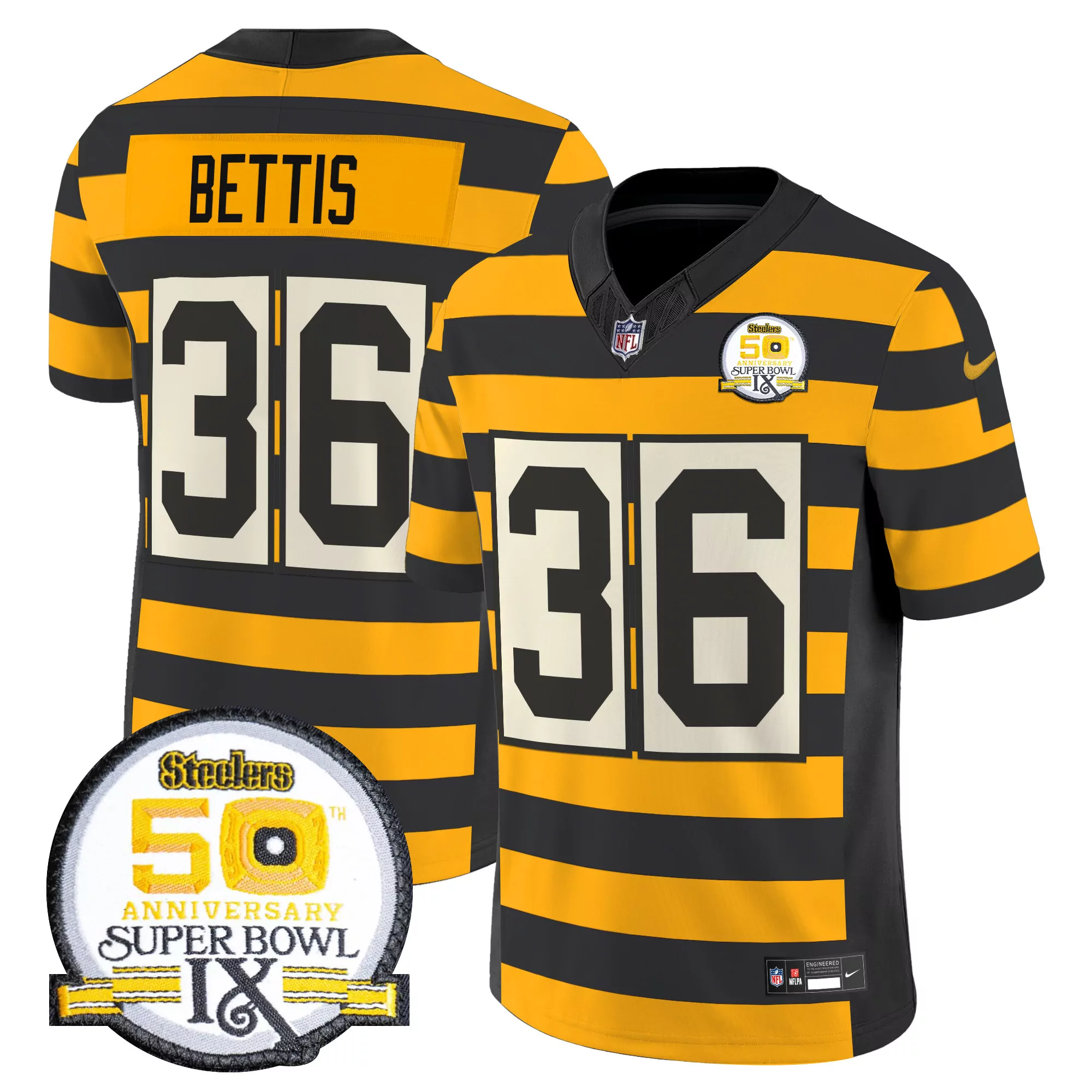 bettis 36 men s vapor stitched jersey pittsburgh steelers black gold super bowl ix patch 2023