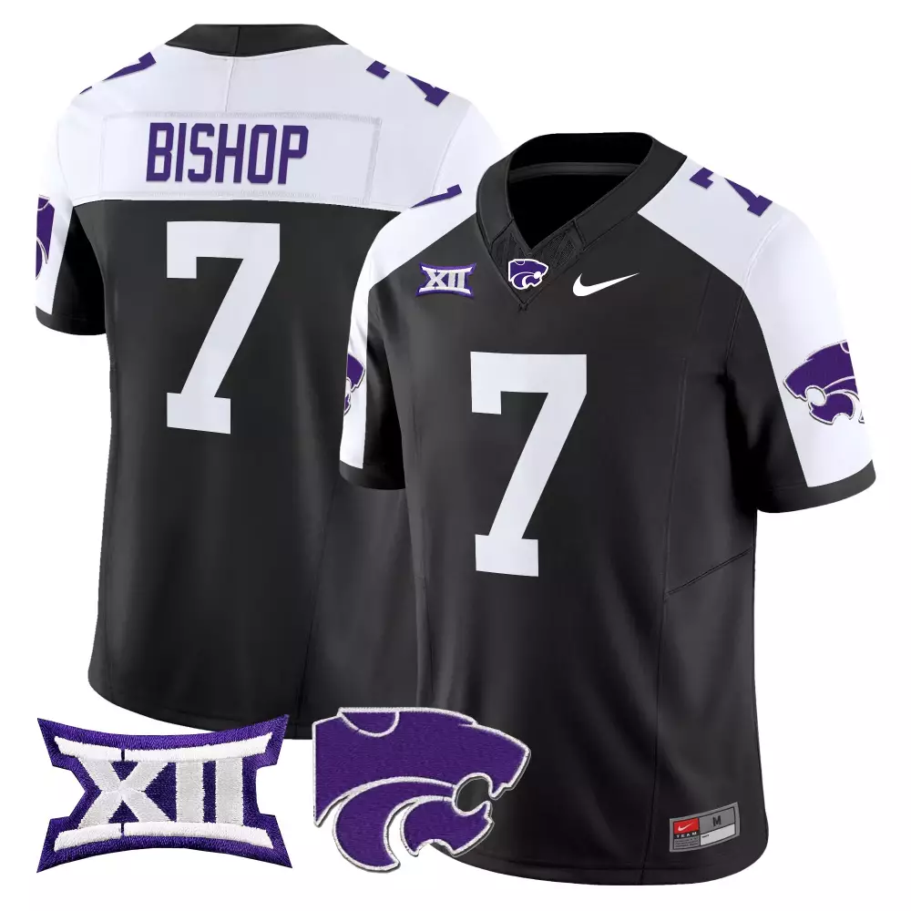 Bishop 7 Men'S Stitched Jersey Kansas State Wildcats Black 2025 Xii Name Patch