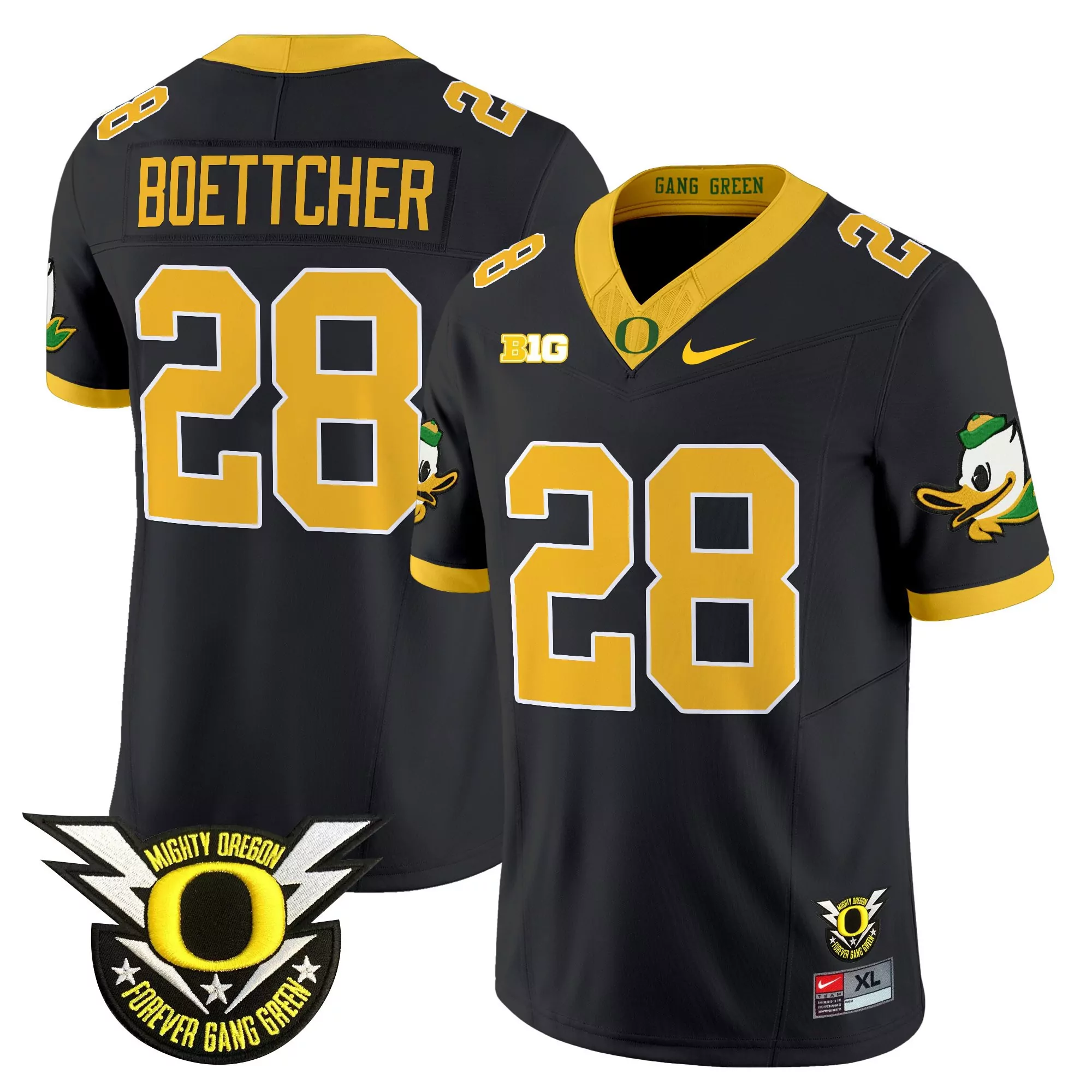 Boettcher 28 Men'S Oregon Ducks 2025 All Stitched Gang Green Jersey With Name Patch