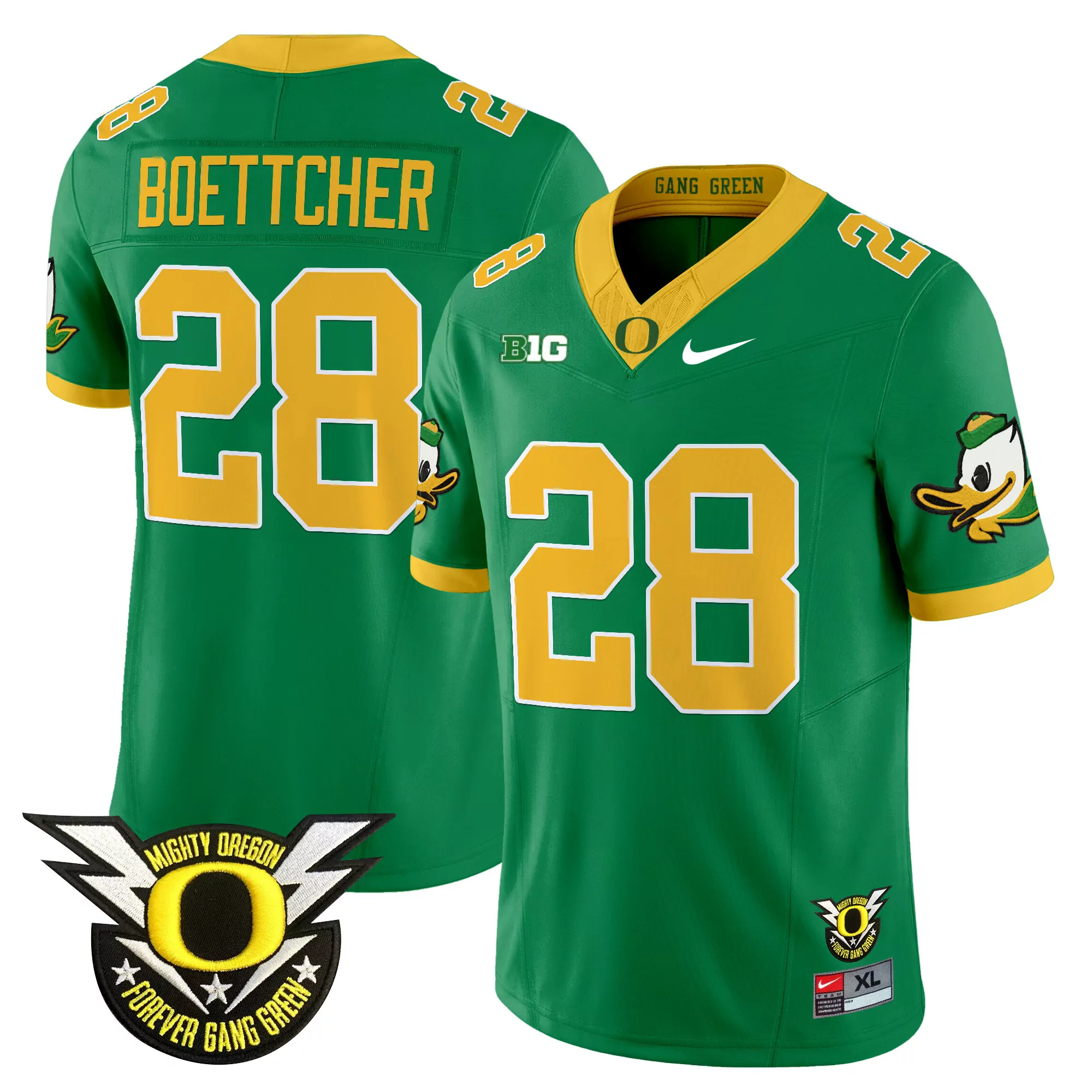 Boettcher 28 Men'S Oregon Ducks 2025 All Stitched Gang Green Jersey With Name Patch