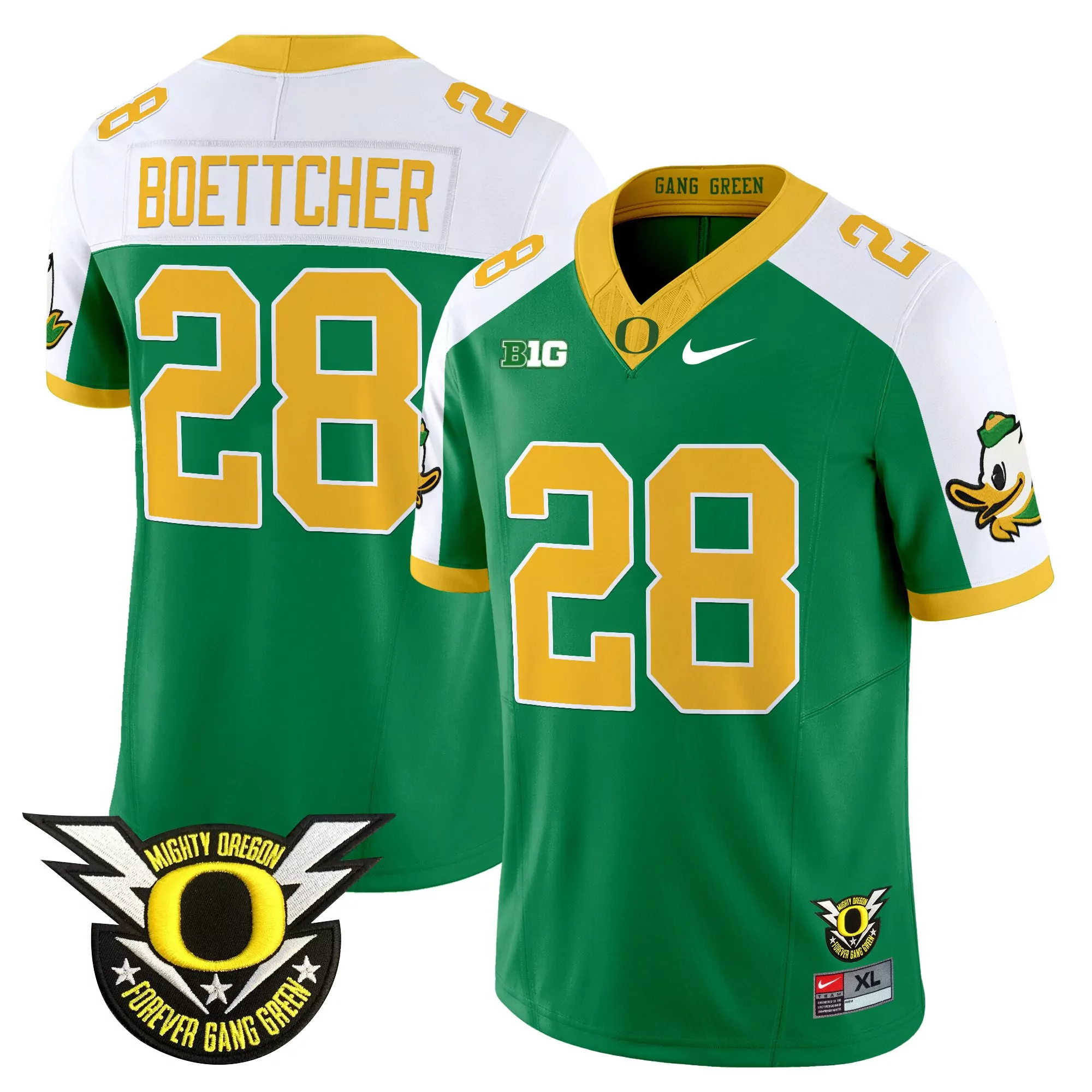 Boettcher 28 Men'S Oregon Ducks 2025 All Stitched Gang Green Jersey With Name Patch