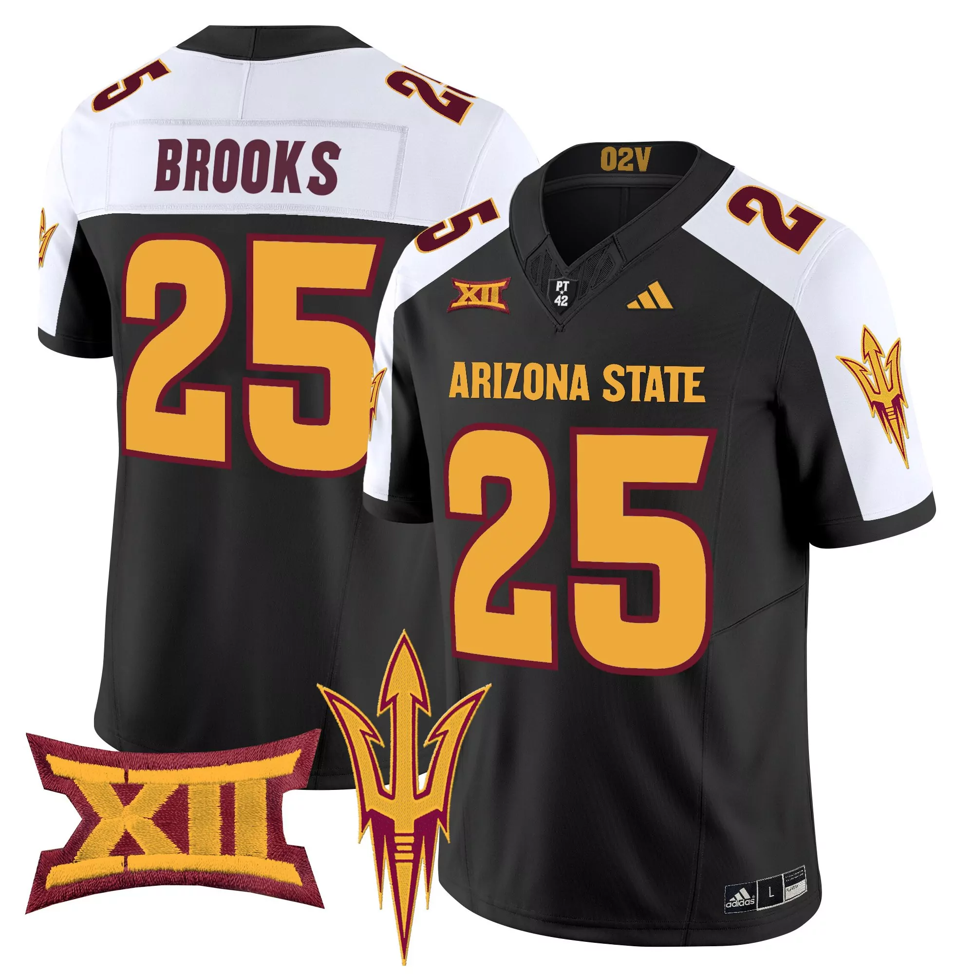 Brooks 25 Men'S Arizona State Sun Devils Maroon Stitched Jersey With Xii Patch 2025