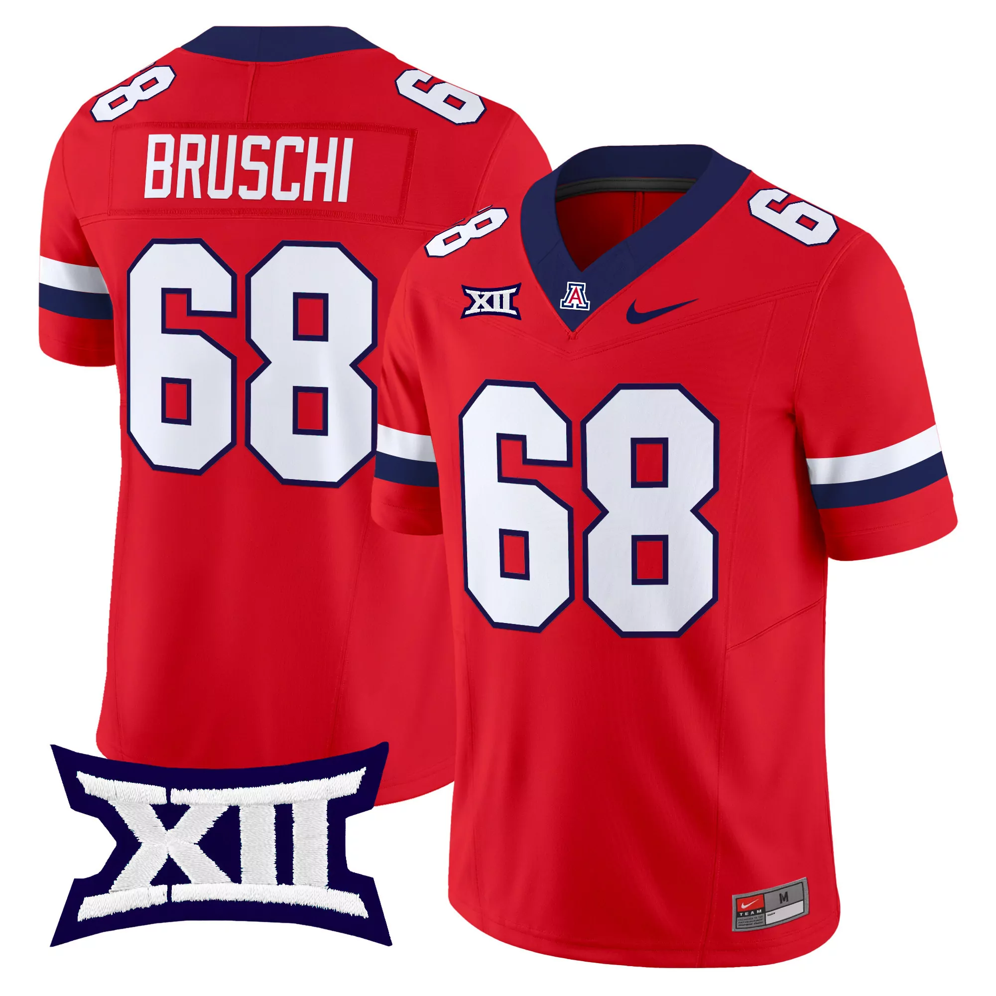 Bruschi 68 Men'S Arizona Wildcats Red All Stitched Jersey Name Patch 2025